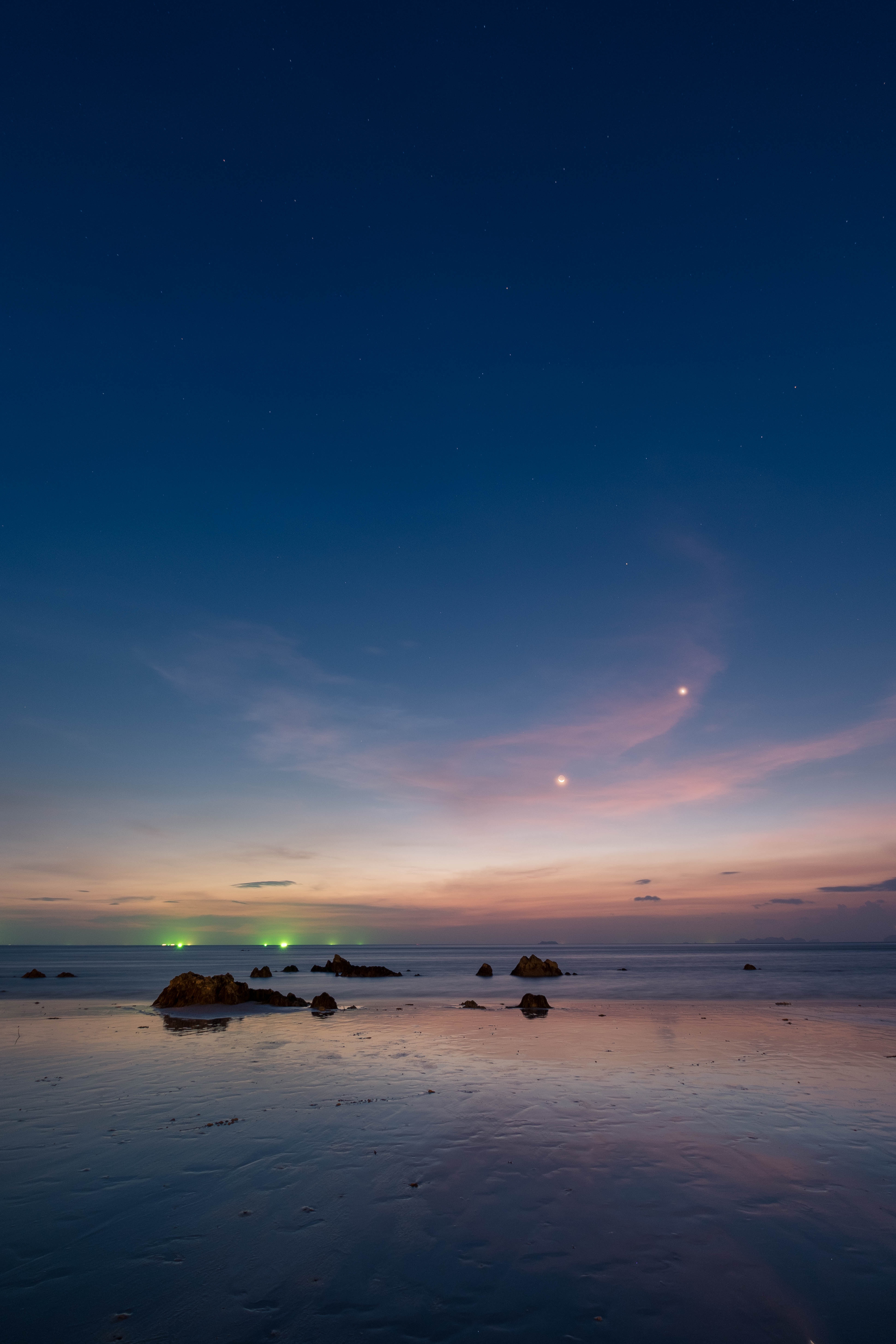 Laden Sie das Natur, Sunset, Horizont, Bank, Ozean, Thailand, Ufer-Bild kostenlos auf Ihren PC-Desktop herunter