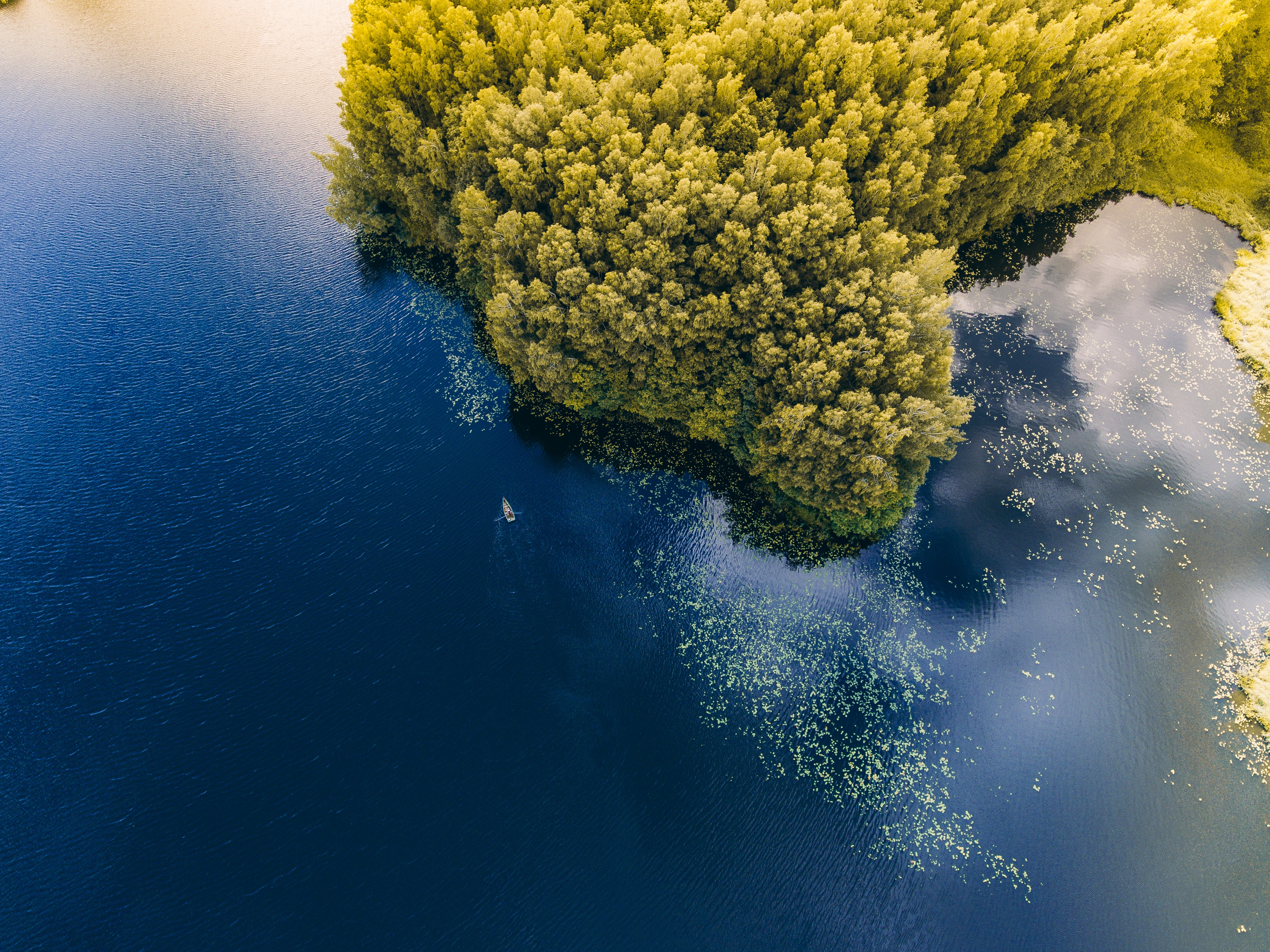 Free download wallpaper Nature, Trees, Lithuania, Boat, View From Above, Sea on your PC desktop