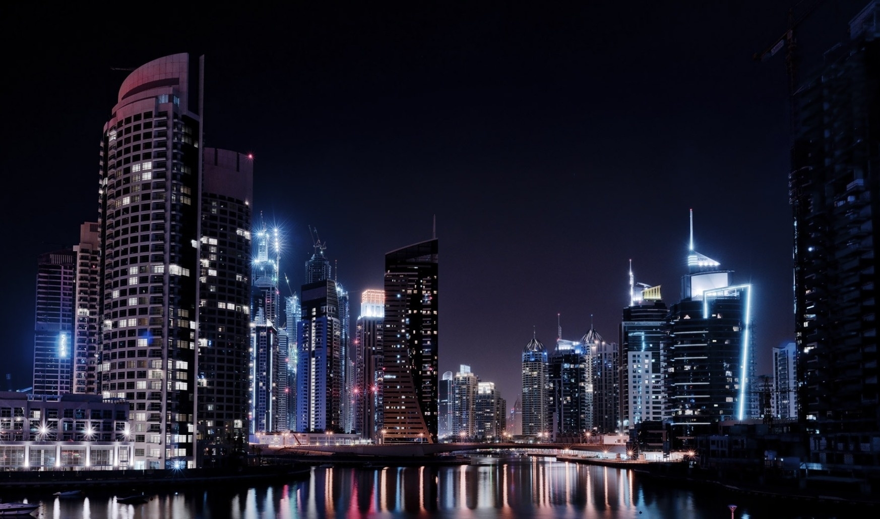 Download mobile wallpaper City, Cities, Lights, Rivers, Night, Dubai for free.