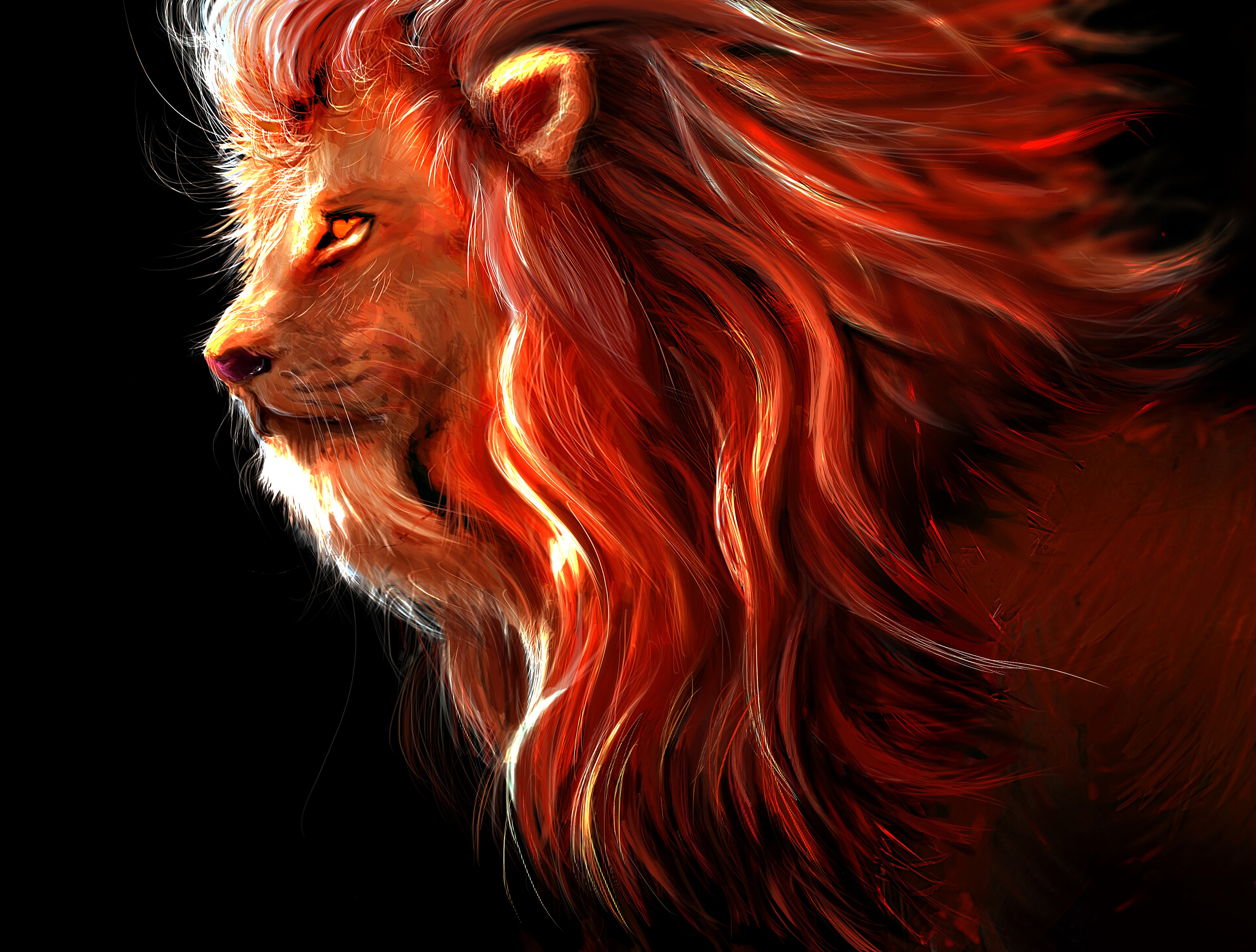 Download mobile wallpaper King Of The Beasts, King Of Beasts, Big Cat, Predator, Lion, Art for free.