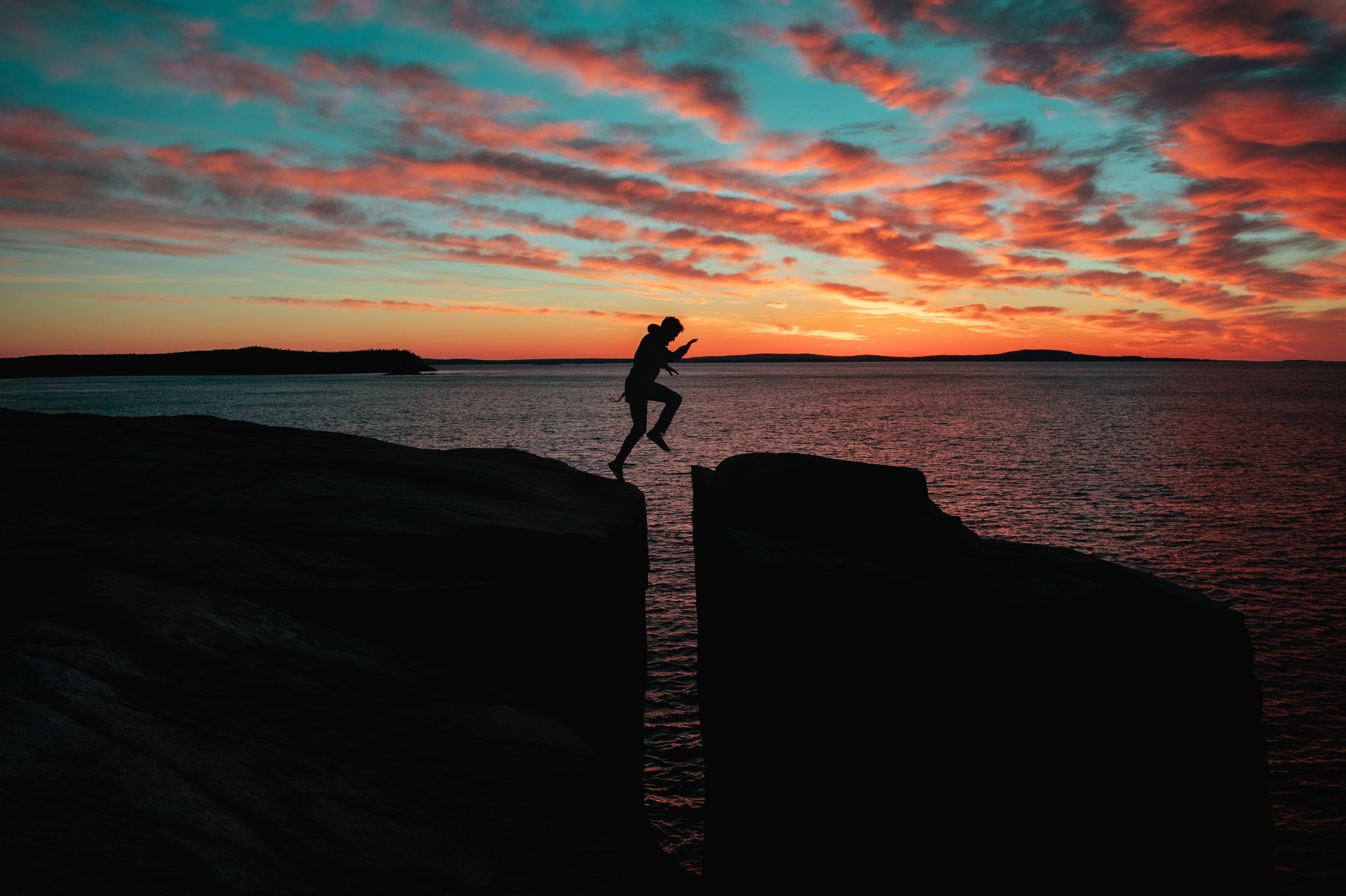 person, dark, sea, silhouette, human, bounce, jump images