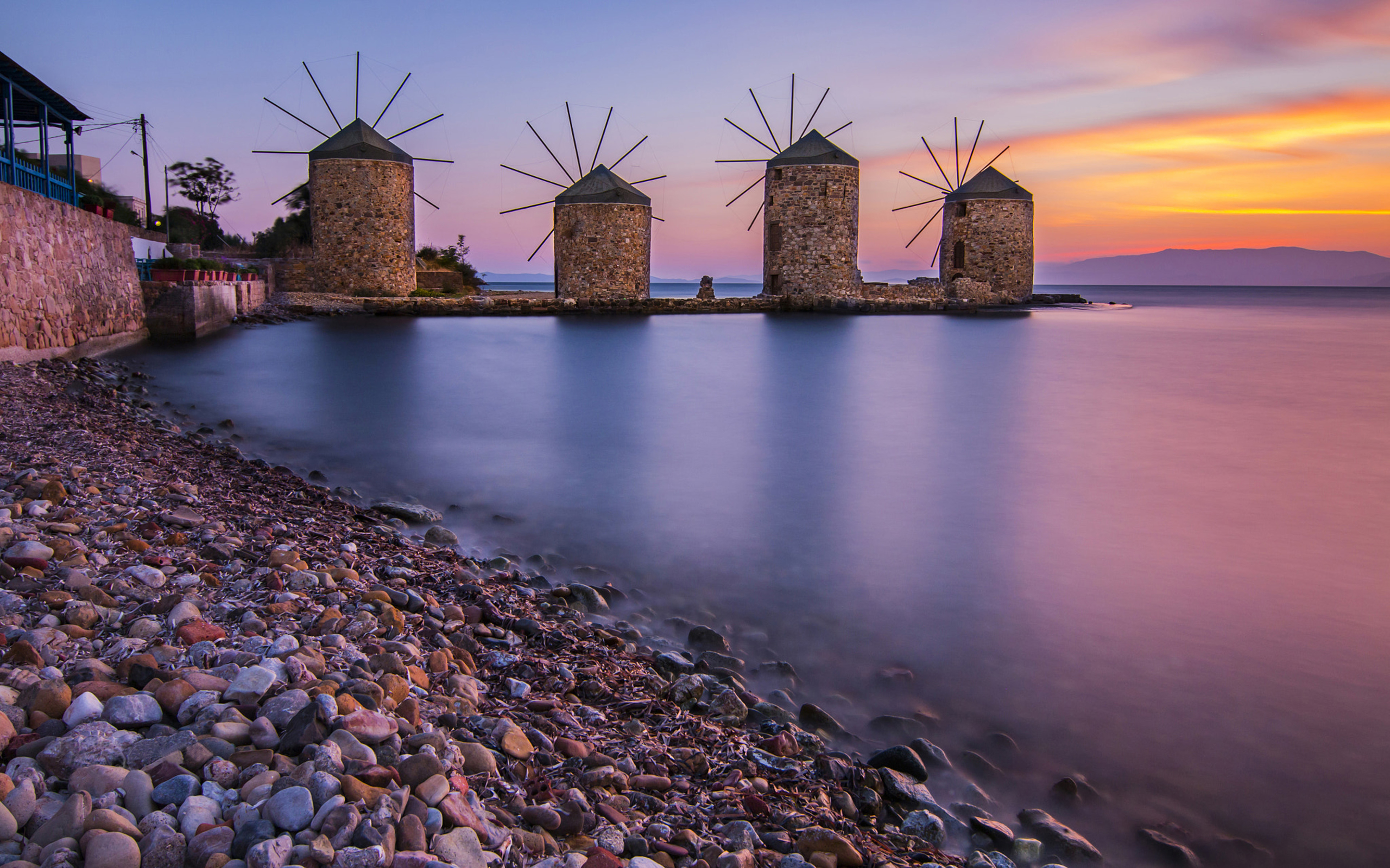 man made, windmill, aegean sea, greece