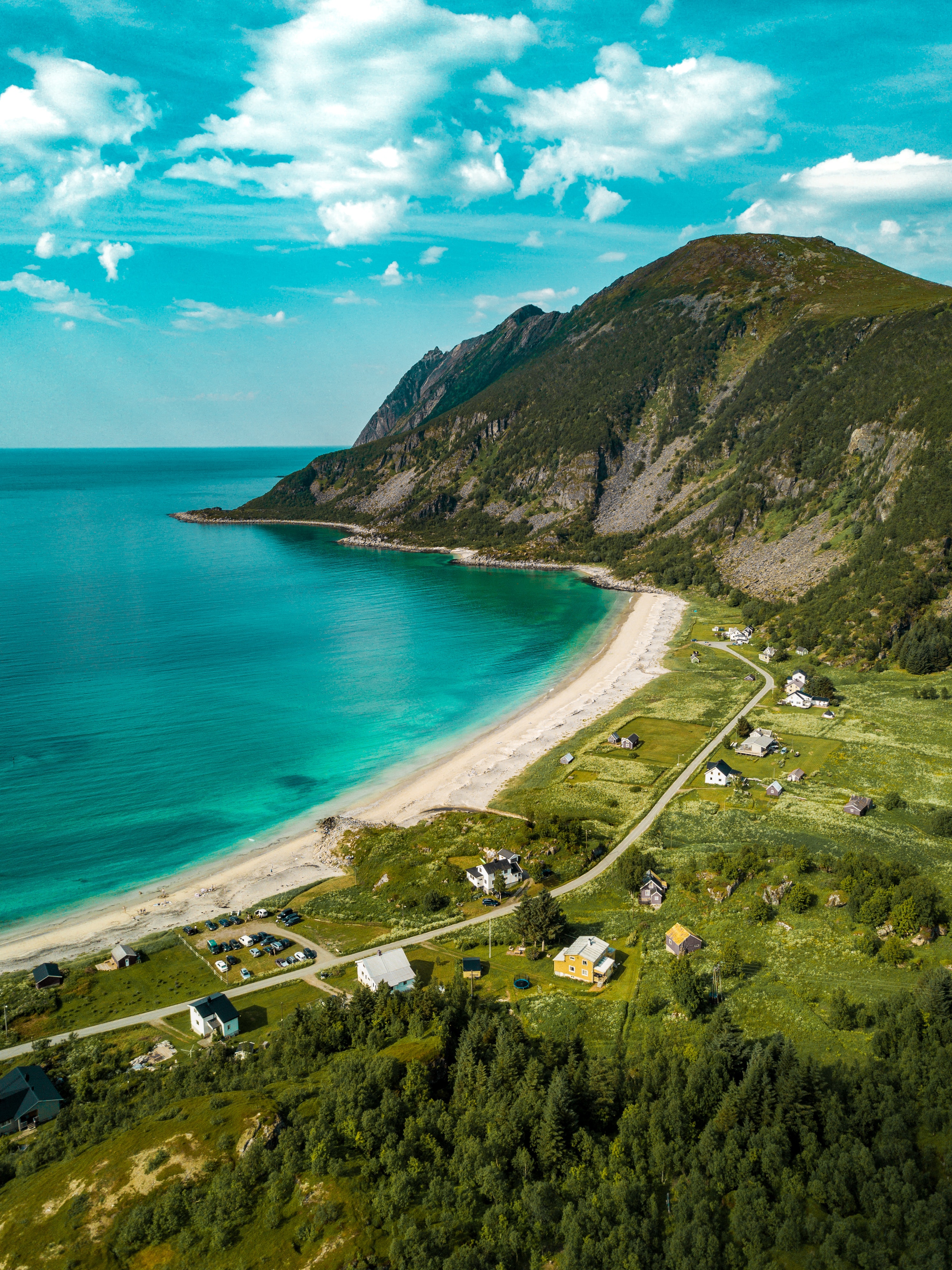 nature, shore, beach, sea, view from above, bank High Definition image
