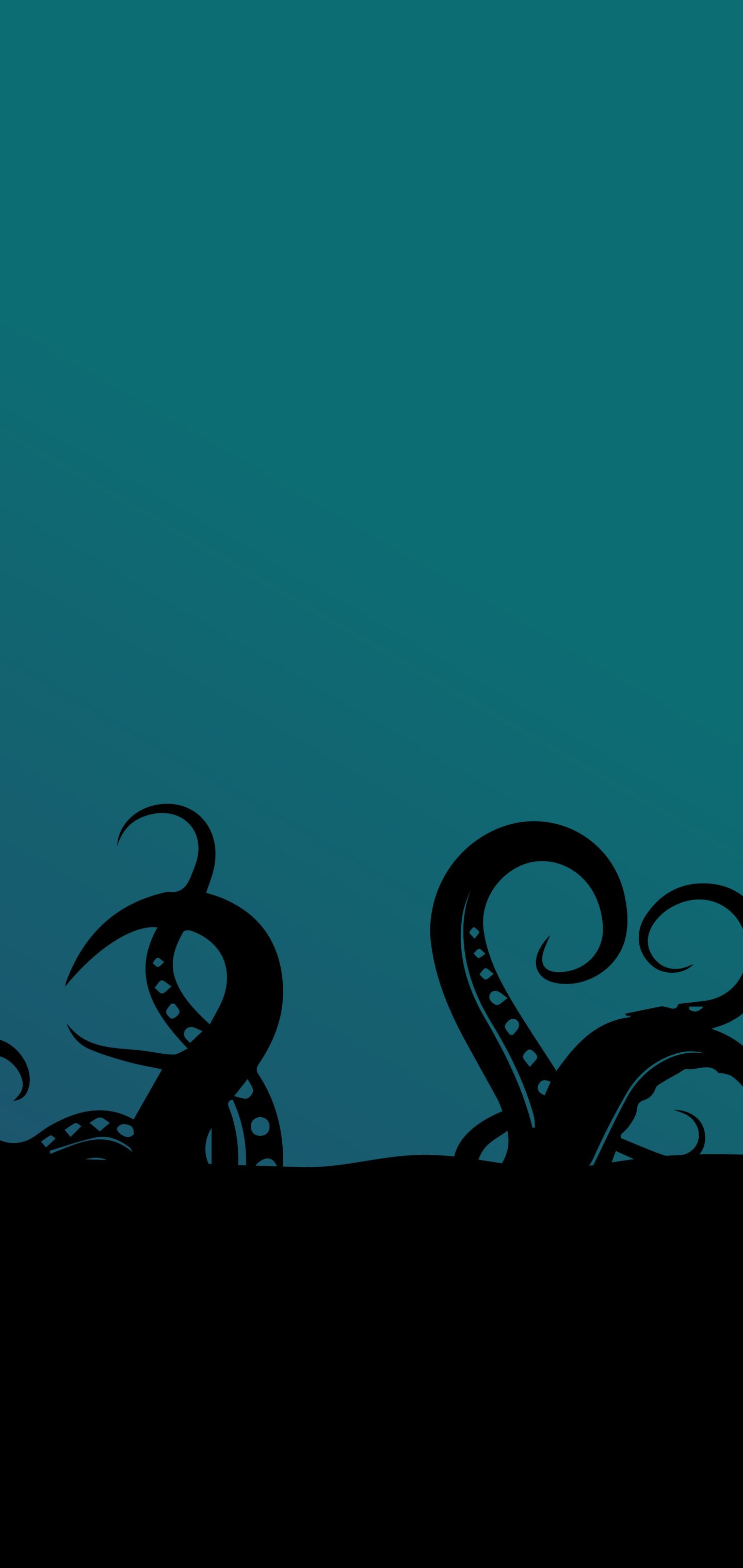 black, artistic, ocean, blue, tentacle, minimalist 32K