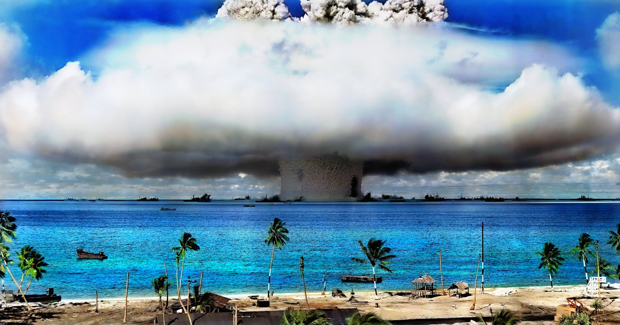 bomb, explosion, military, atoll Desktop Wallpaper
