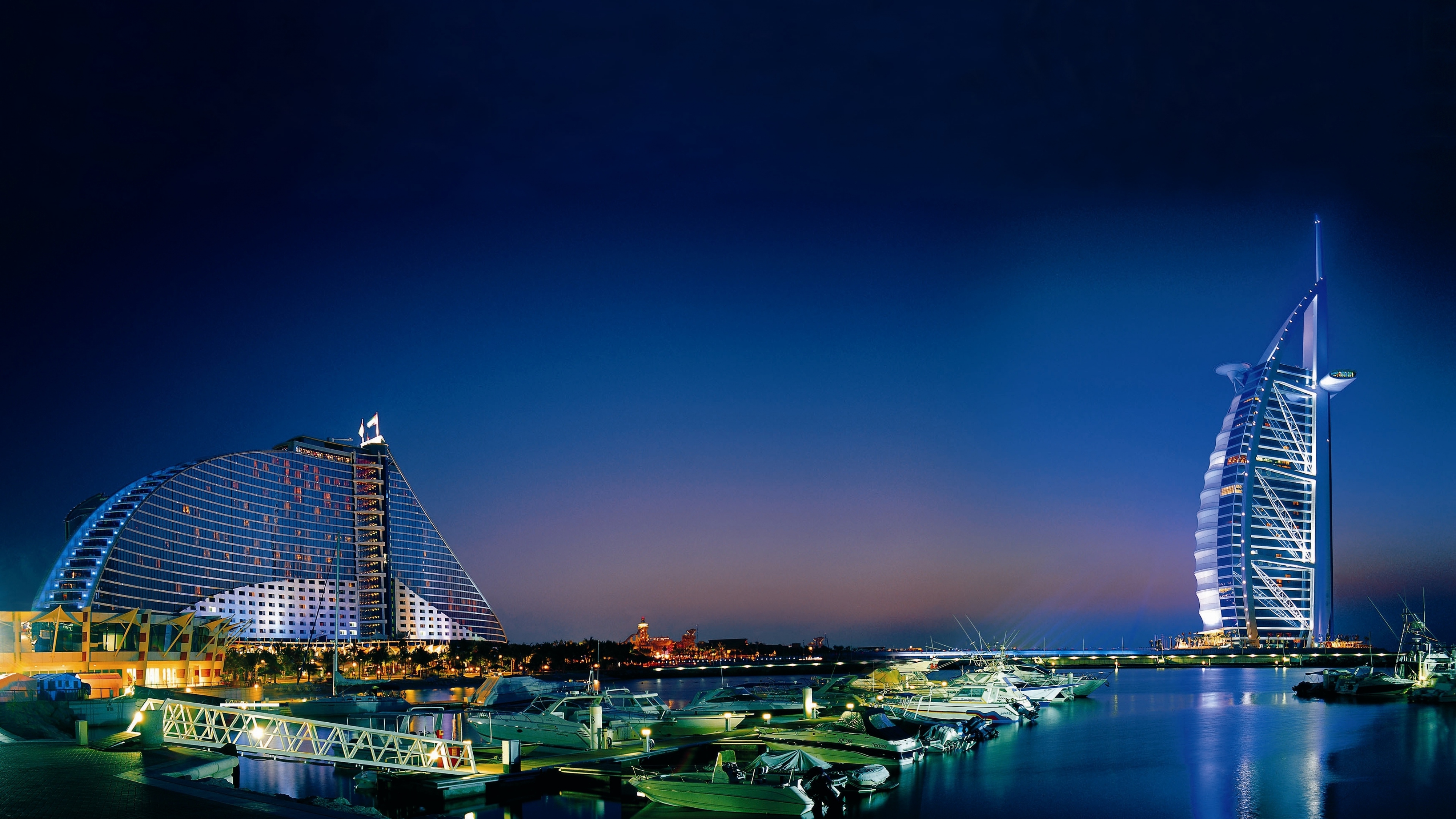 dubai, man made, burj al arab, boat, building, city, harbor, night, united arab emirates