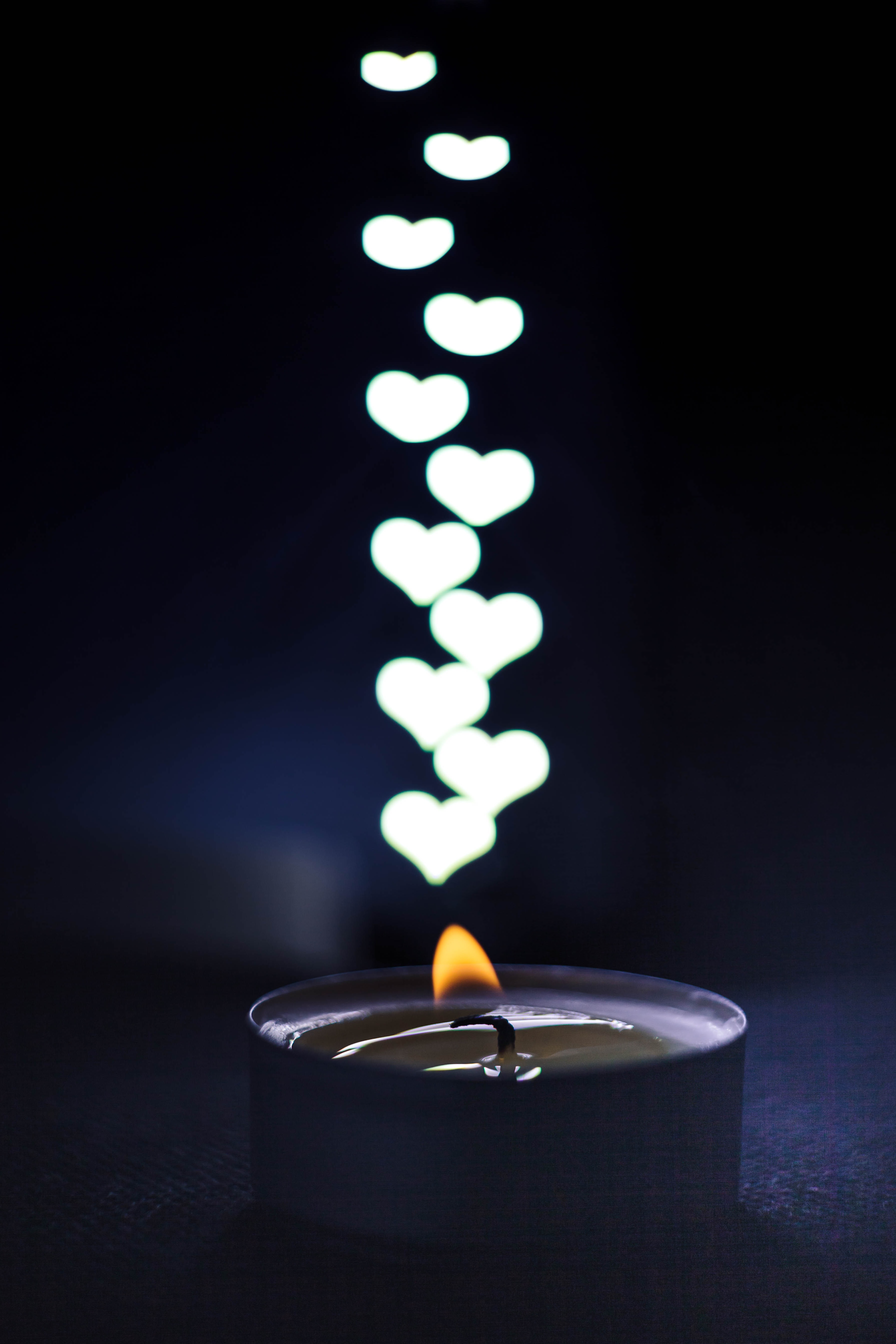 heart, dark, glare, flame, candle Full HD