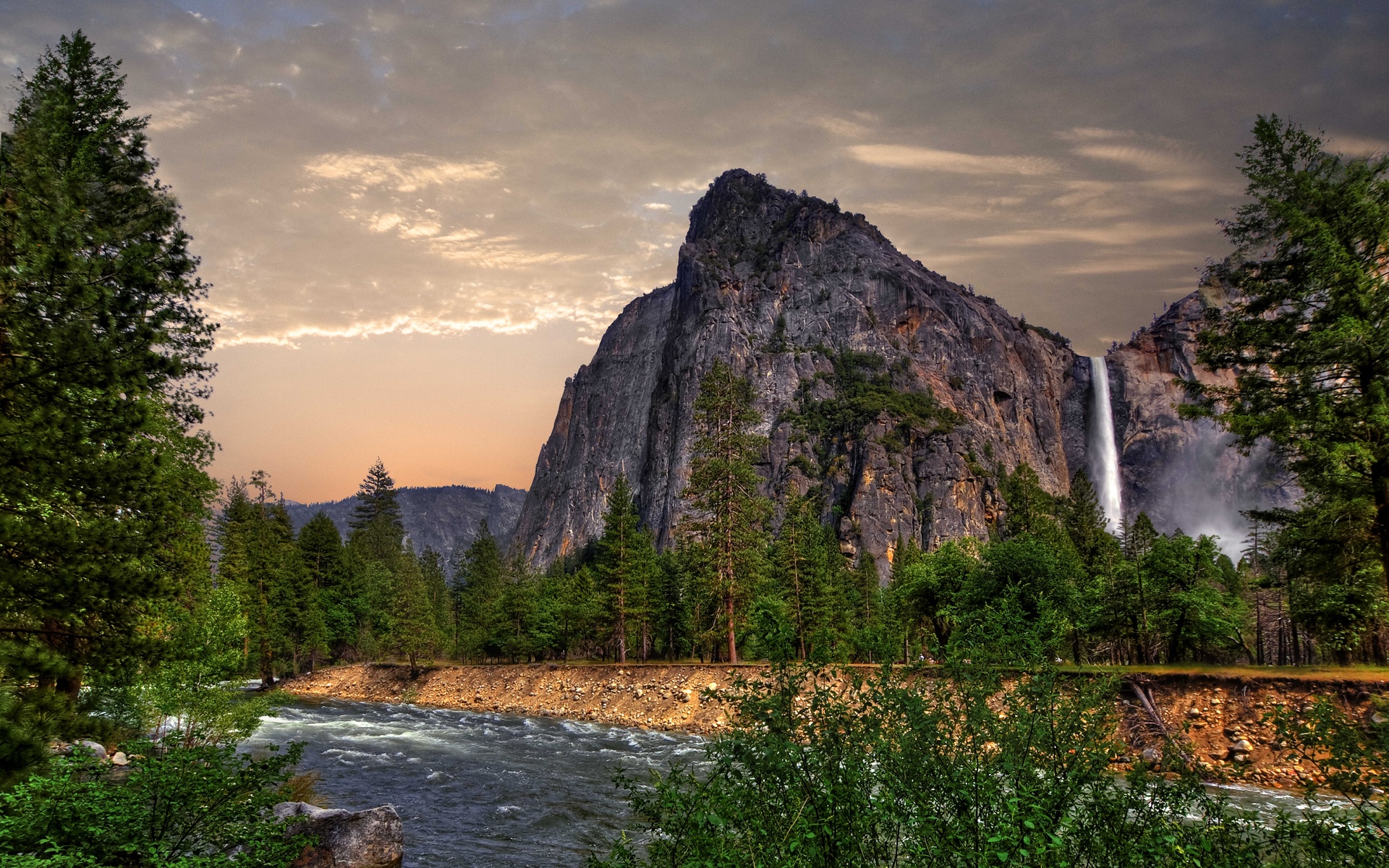 yosemite national park, earth, waterfall, forest, river, waterfalls wallpaper for mobile