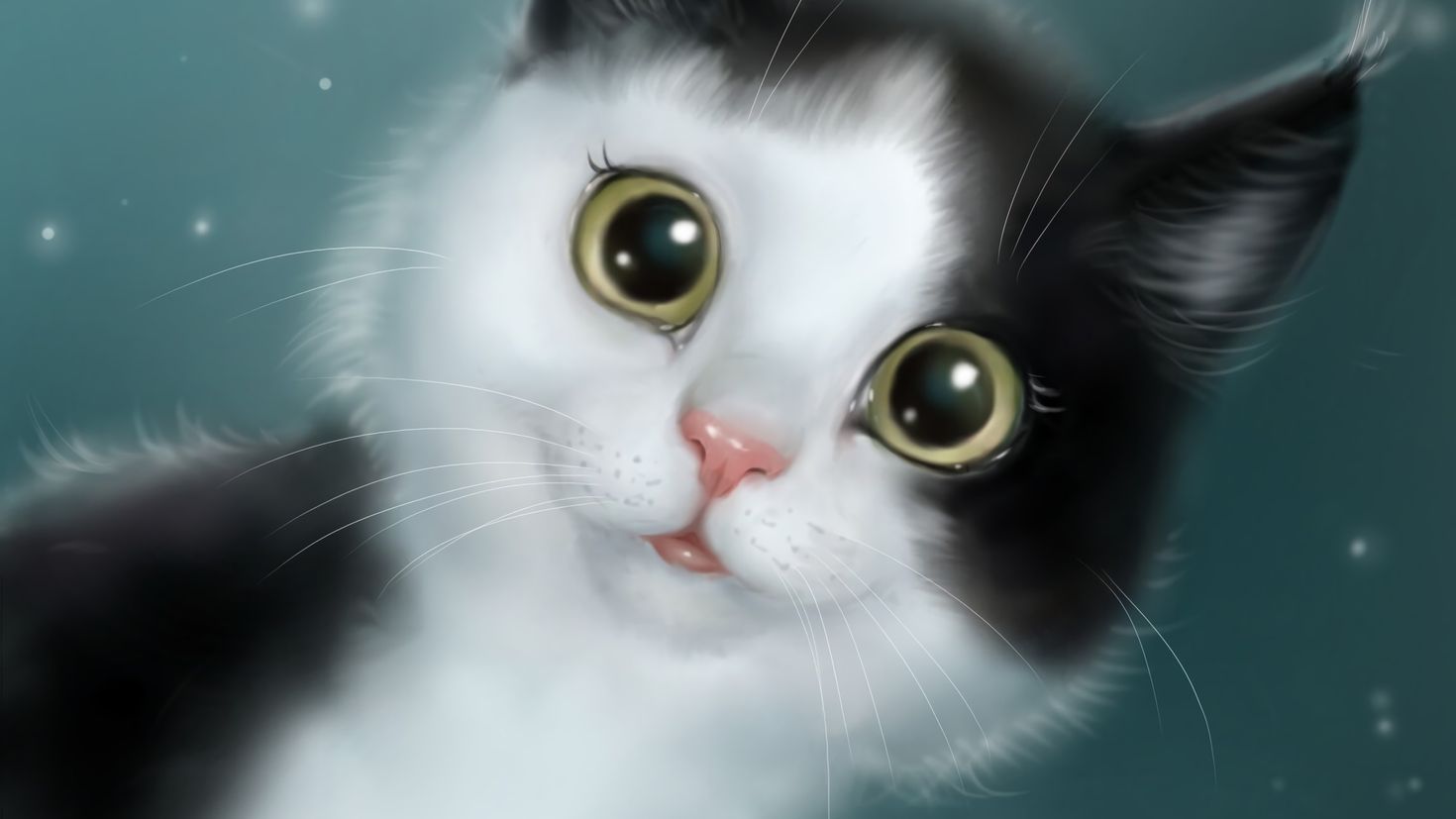 Котик с большими глазами рисунок