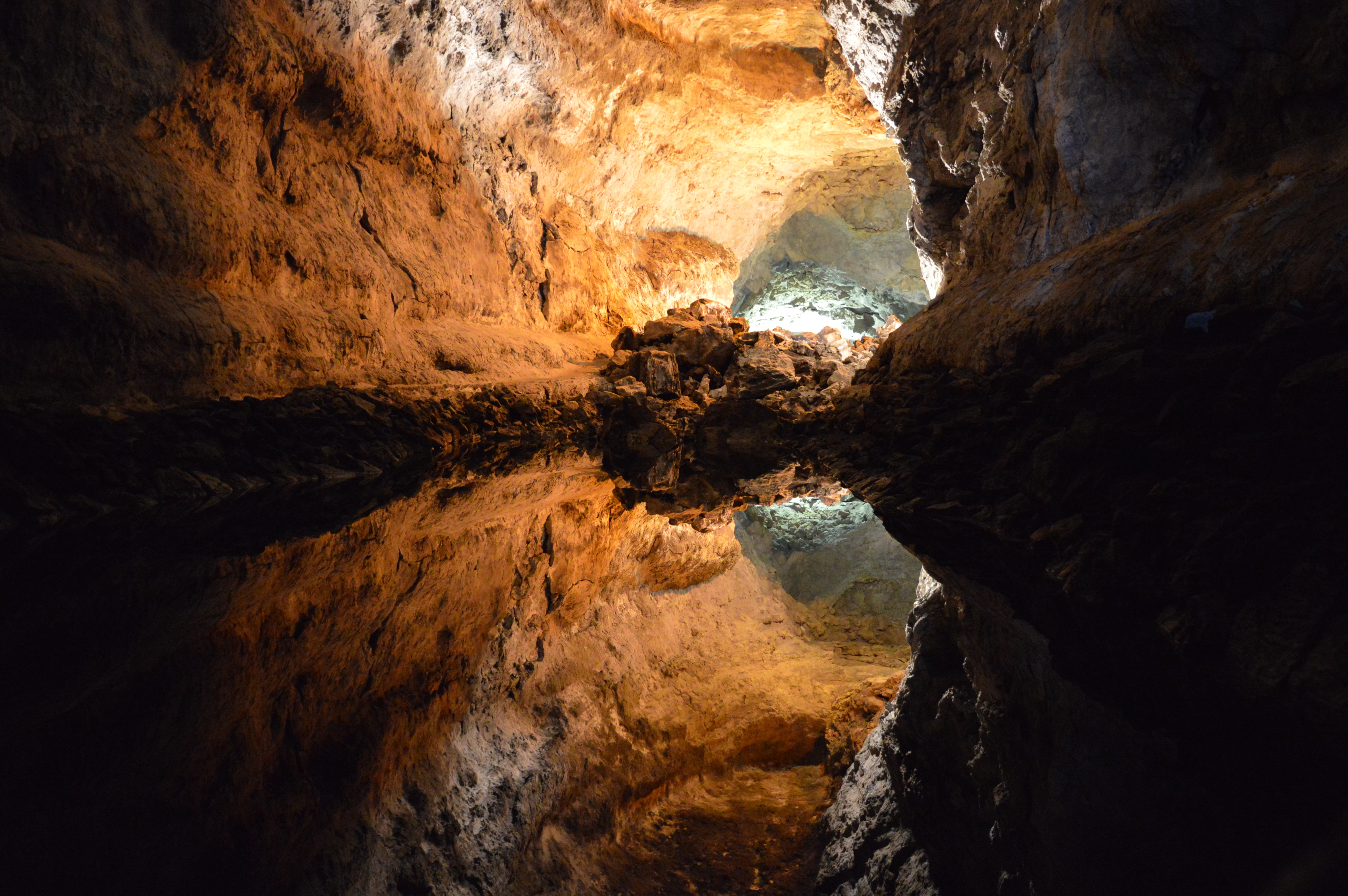 nature, lanzarote, cave, earth, reflection, spain, water, caves 5K