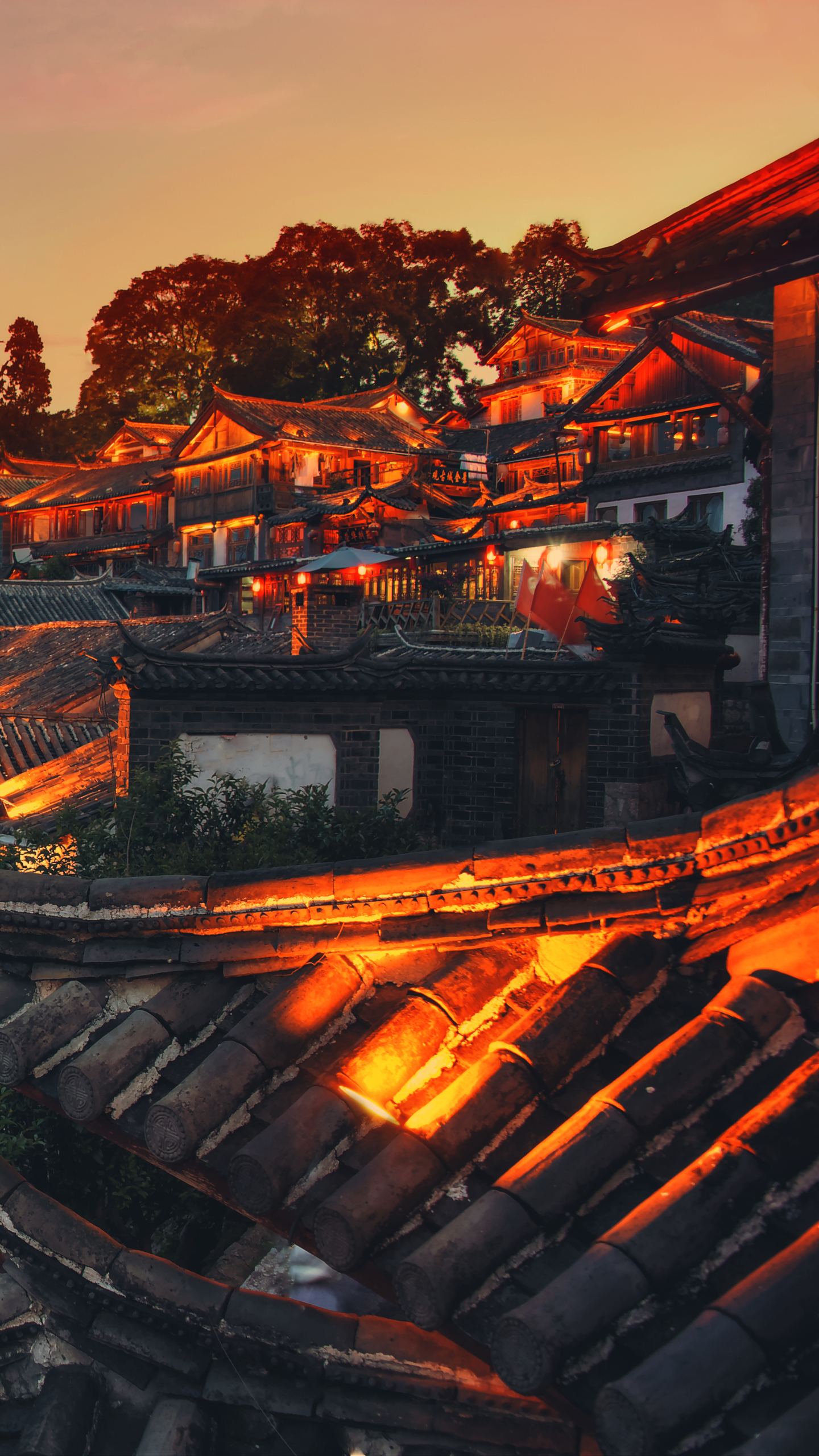 man made, lijiang, china, yunnan, roof, night, village, cities