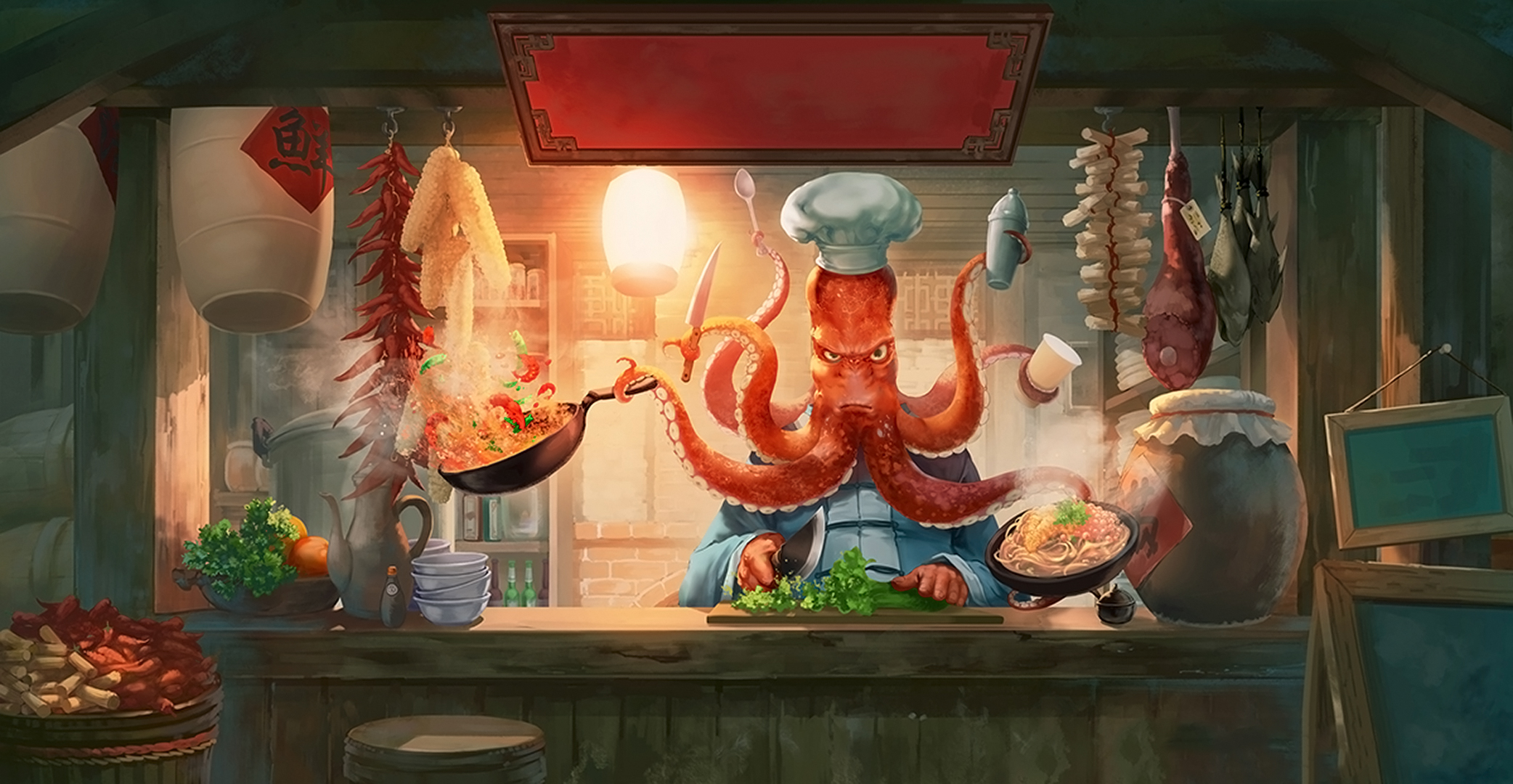 octopus, cooking, fantasy, creature, chef, food cellphone