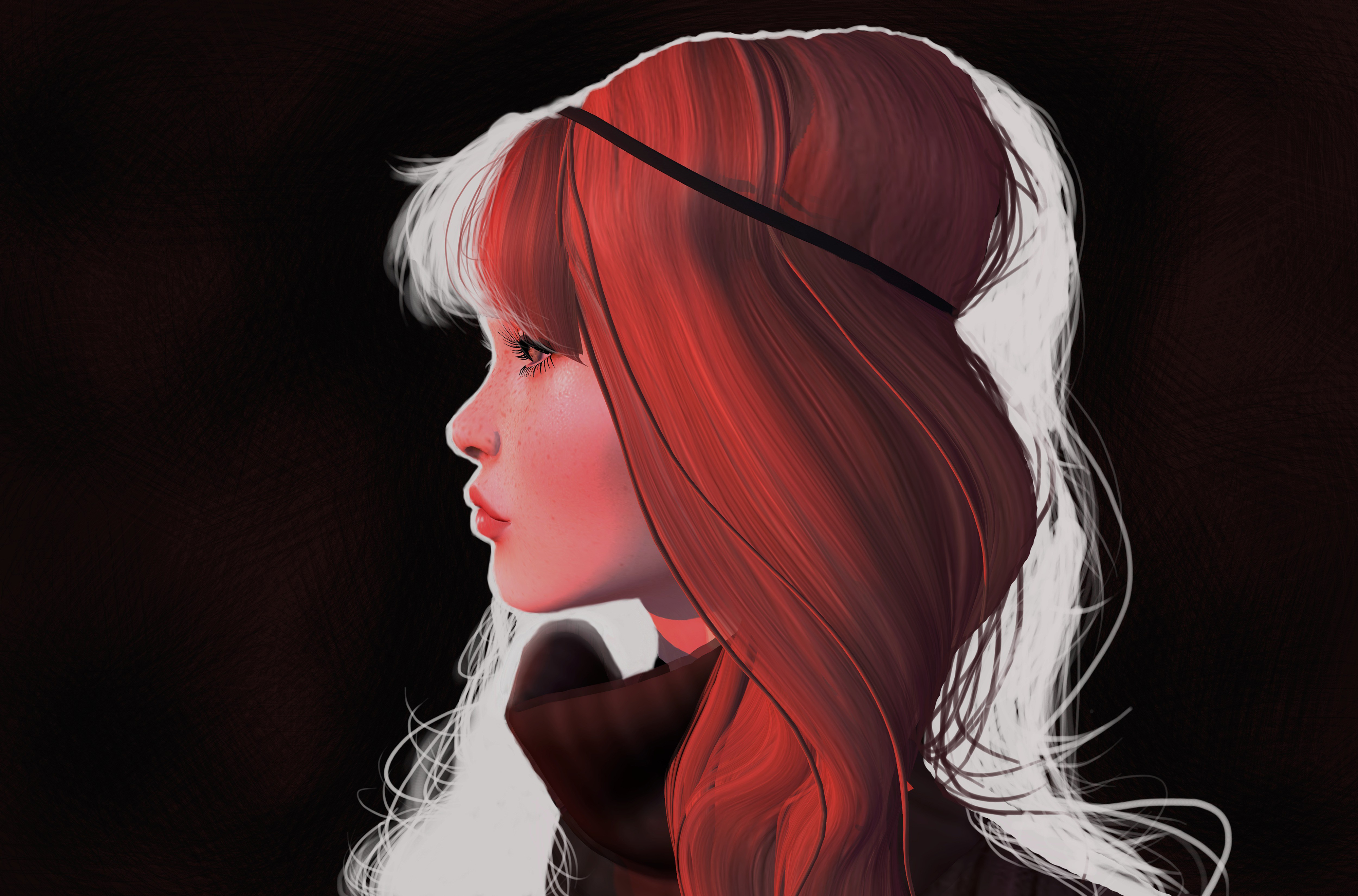fantasy, women, profile, redhead