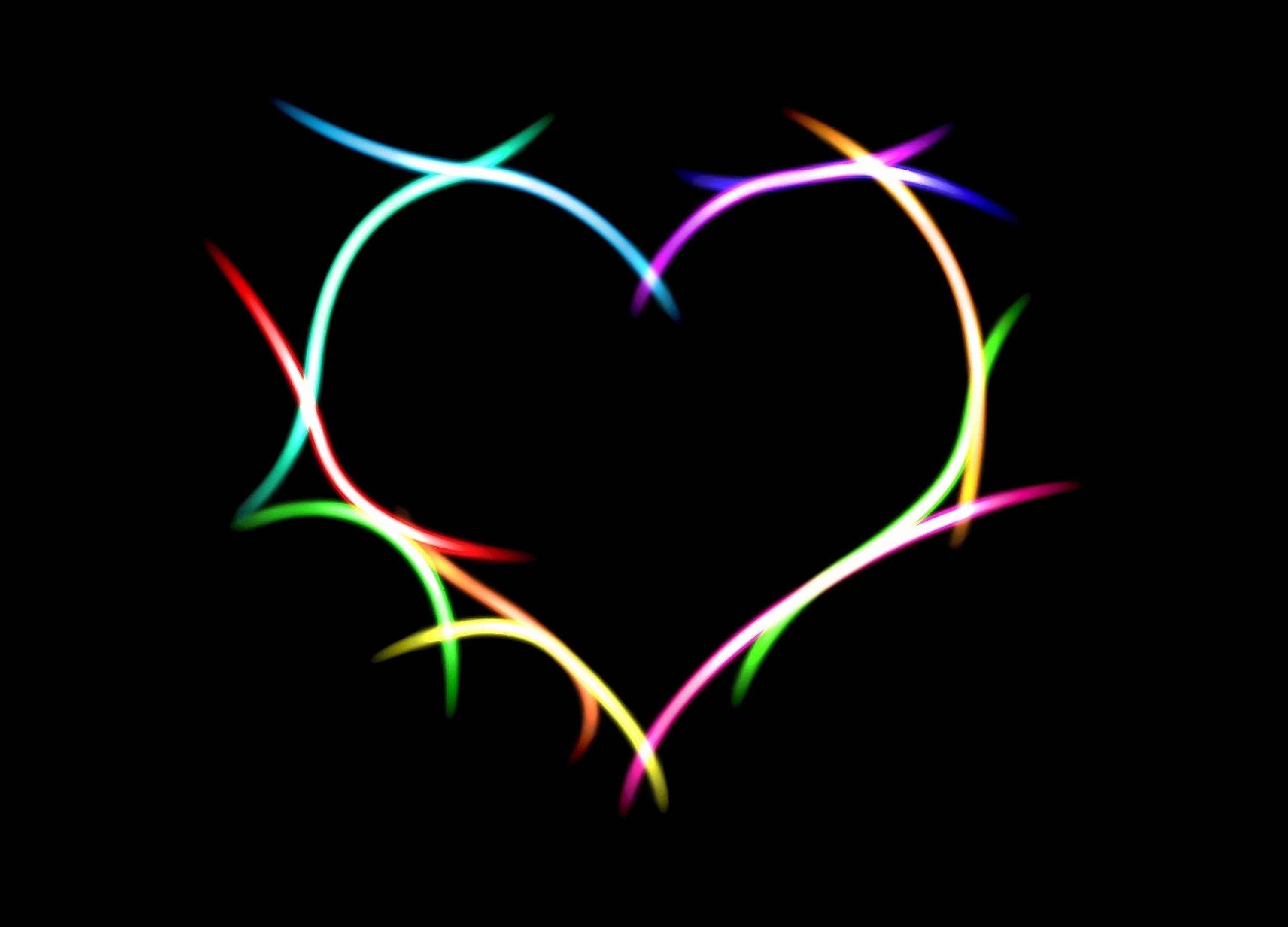 light, neon, heart, artistic 4K