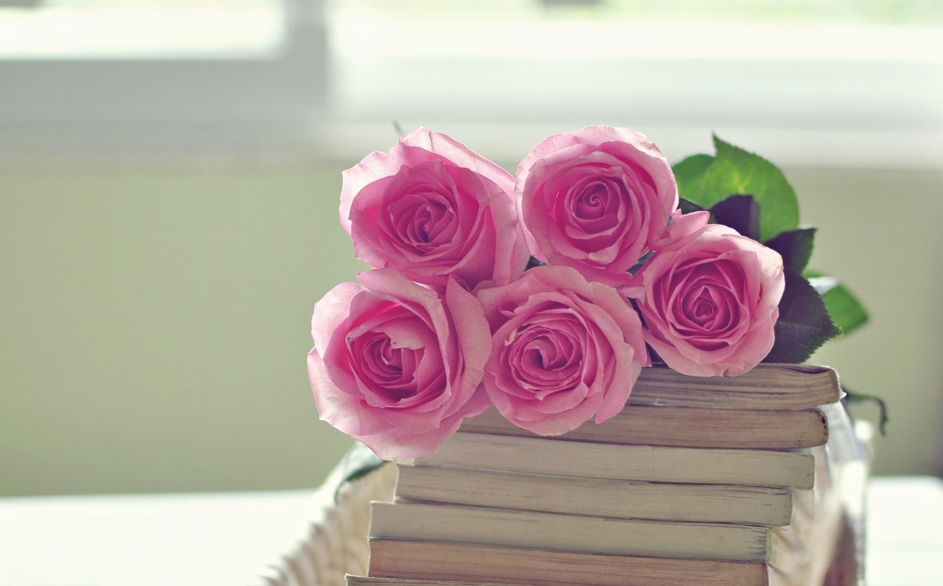 Handy-Wallpaper Roses, Bouquet, Blumen, Strauß, Bücher kostenlos herunterladen.