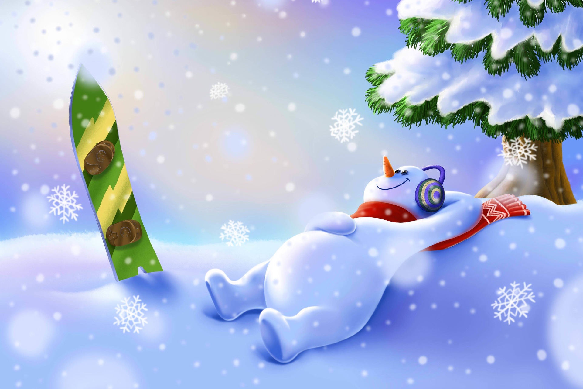 Download mobile wallpaper Winter, Snow, Snowman, Artistic, Snowflake for free.