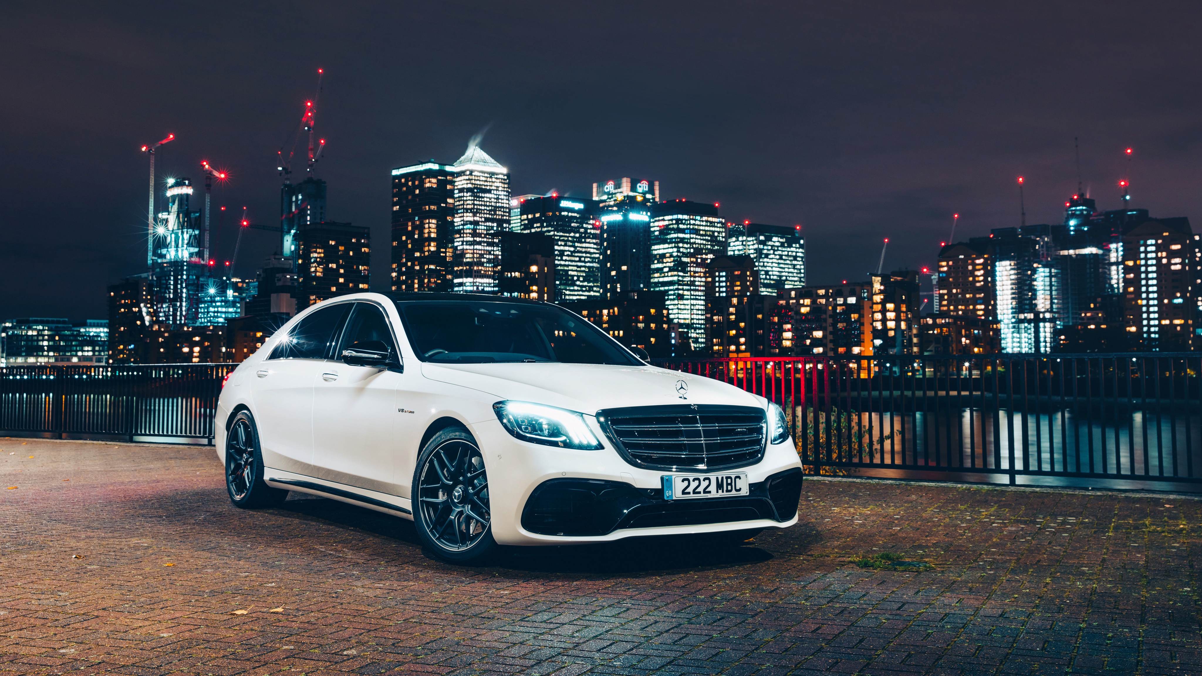 Download mobile wallpaper City, Car, Mercedes Benz, Vehicles, White Car, Mercedes Amg S63 for free.