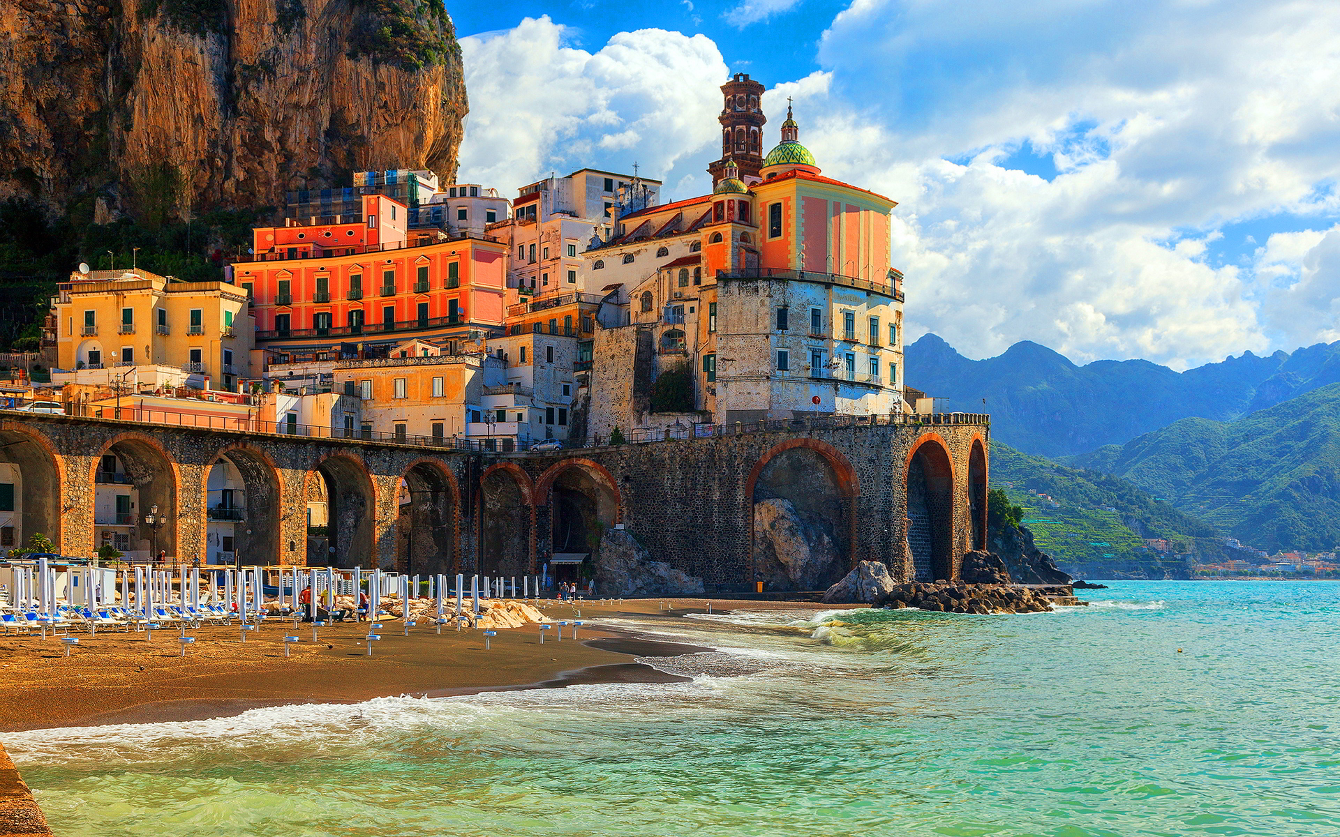 man made, amalfi, coast, house, landscape, ocean, village, towns HD wallpaper
