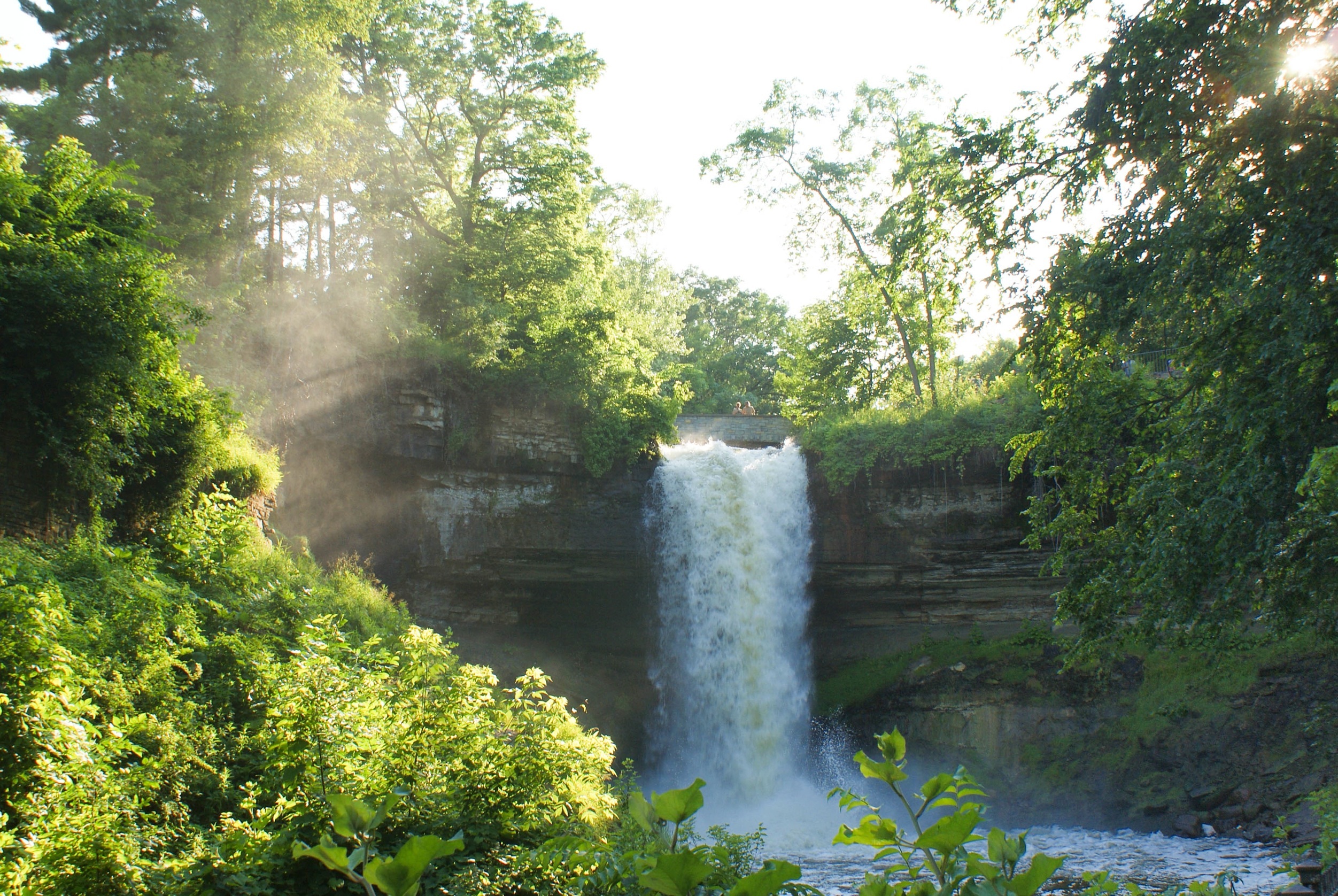waterfall, nature, trees, summer, cascade HD wallpaper