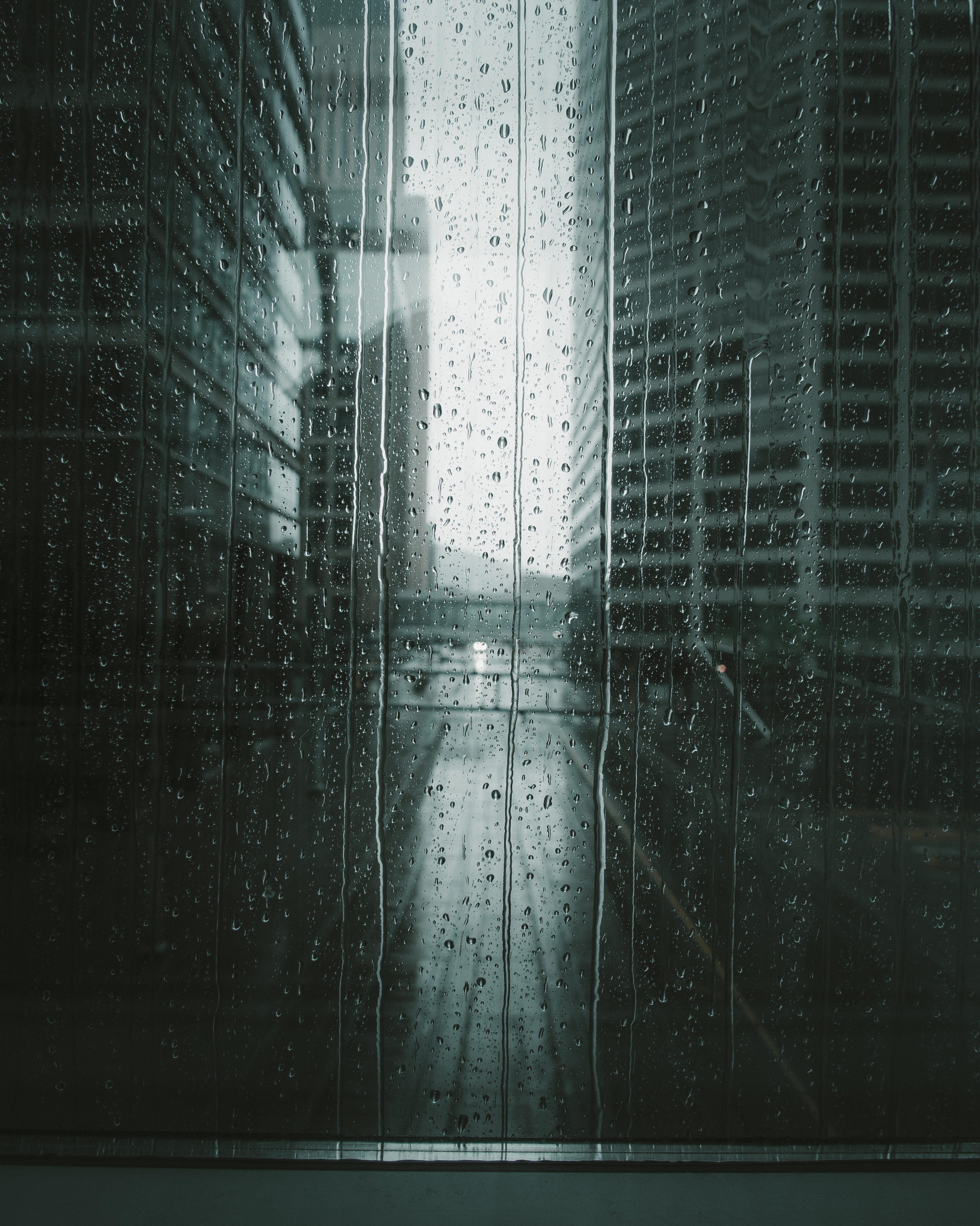 rain, drops, miscellanea, miscellaneous, wet, blur, smooth, flow, glass, drips Panoramic Wallpaper
