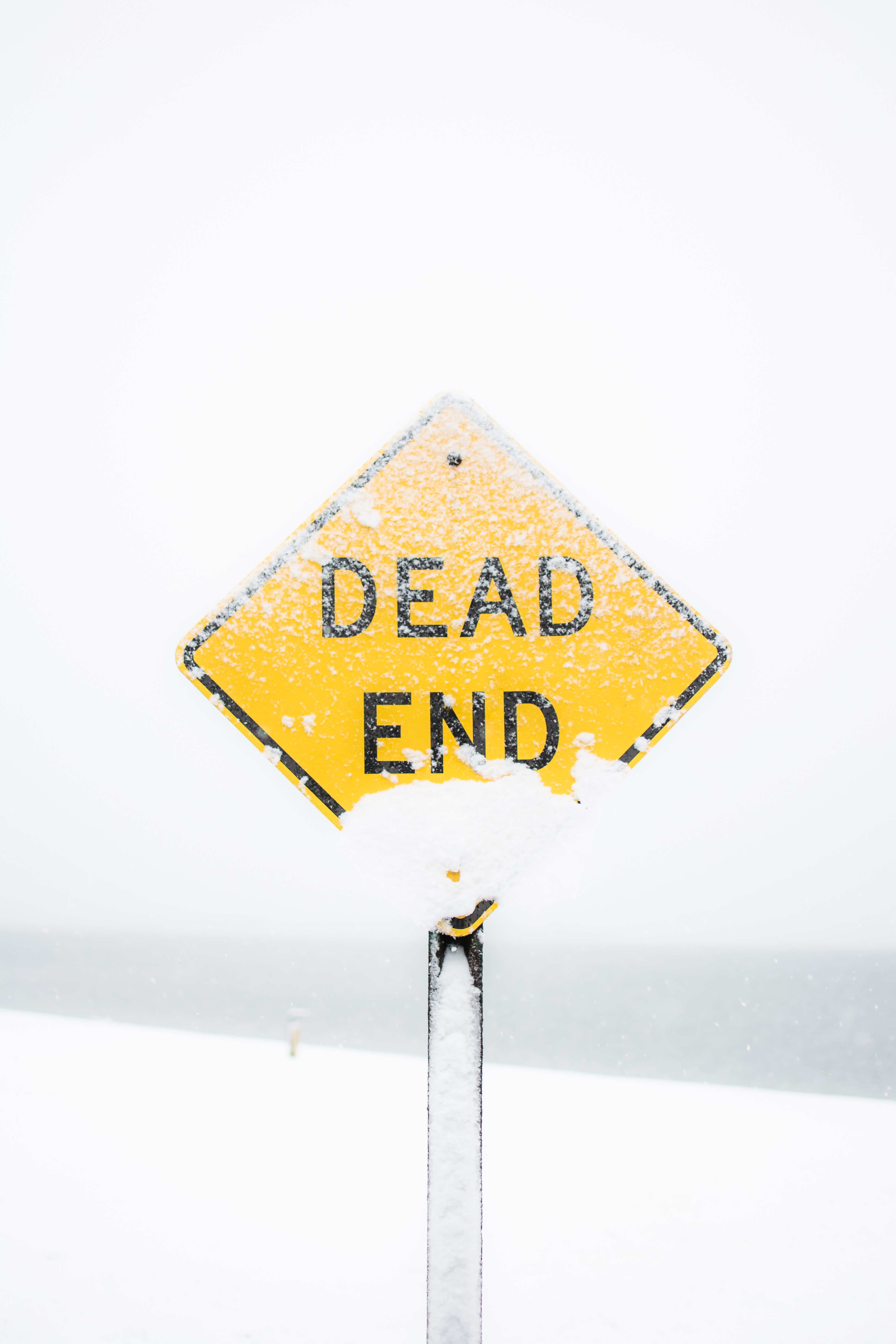 sign, dead end, snow, words, inscription, cul de sac HD wallpaper