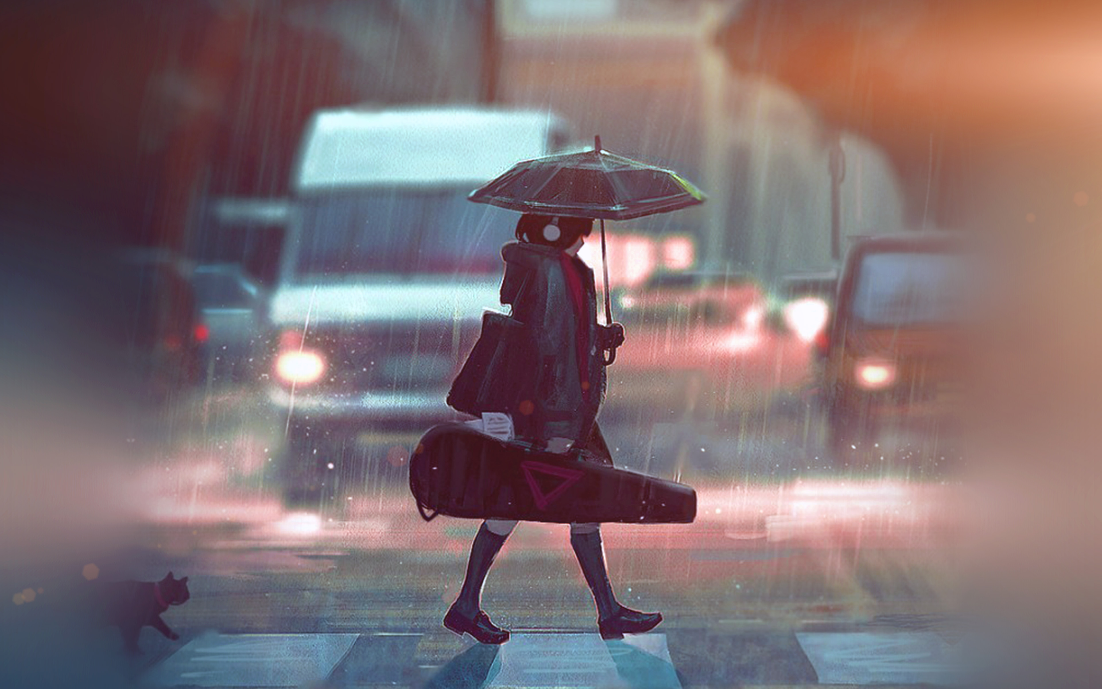 Аниме арт дождь