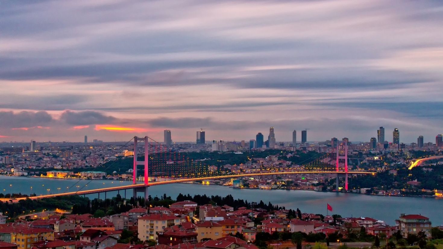 Турция мост Босфорский в Стамбуле 1920x1080