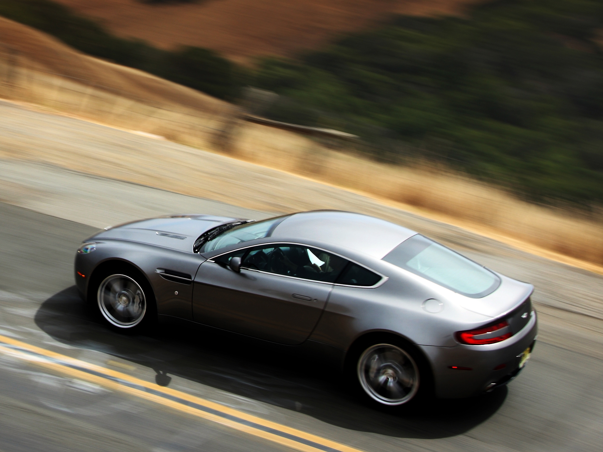 view from above, aston martin, cars, speed, 2008, v8, vantage, metallic gray, grey metallic cell phone wallpapers