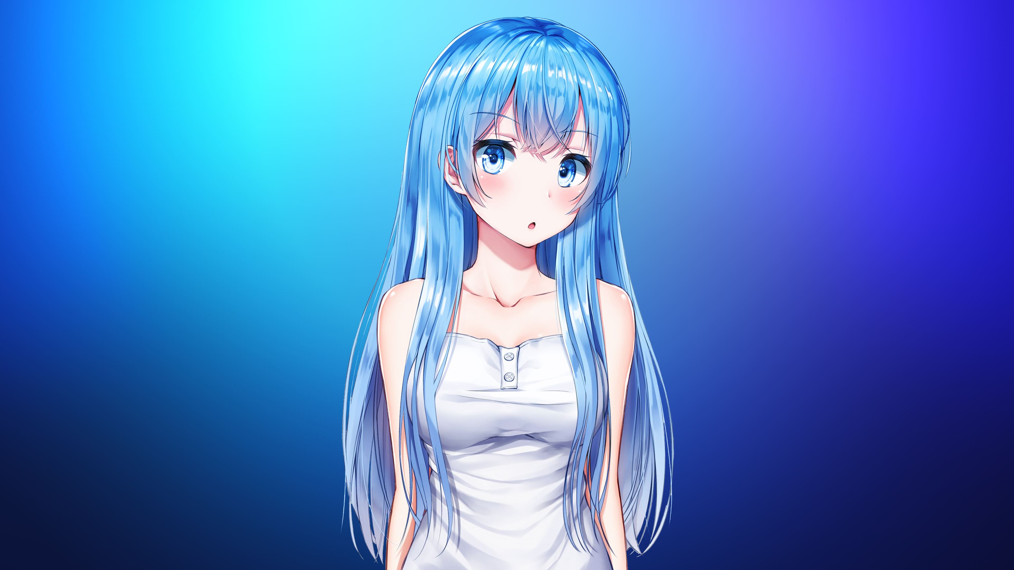Free download wallpaper Anime, Blue Eyes, Original, Blue Hair, Long Hair on your PC desktop