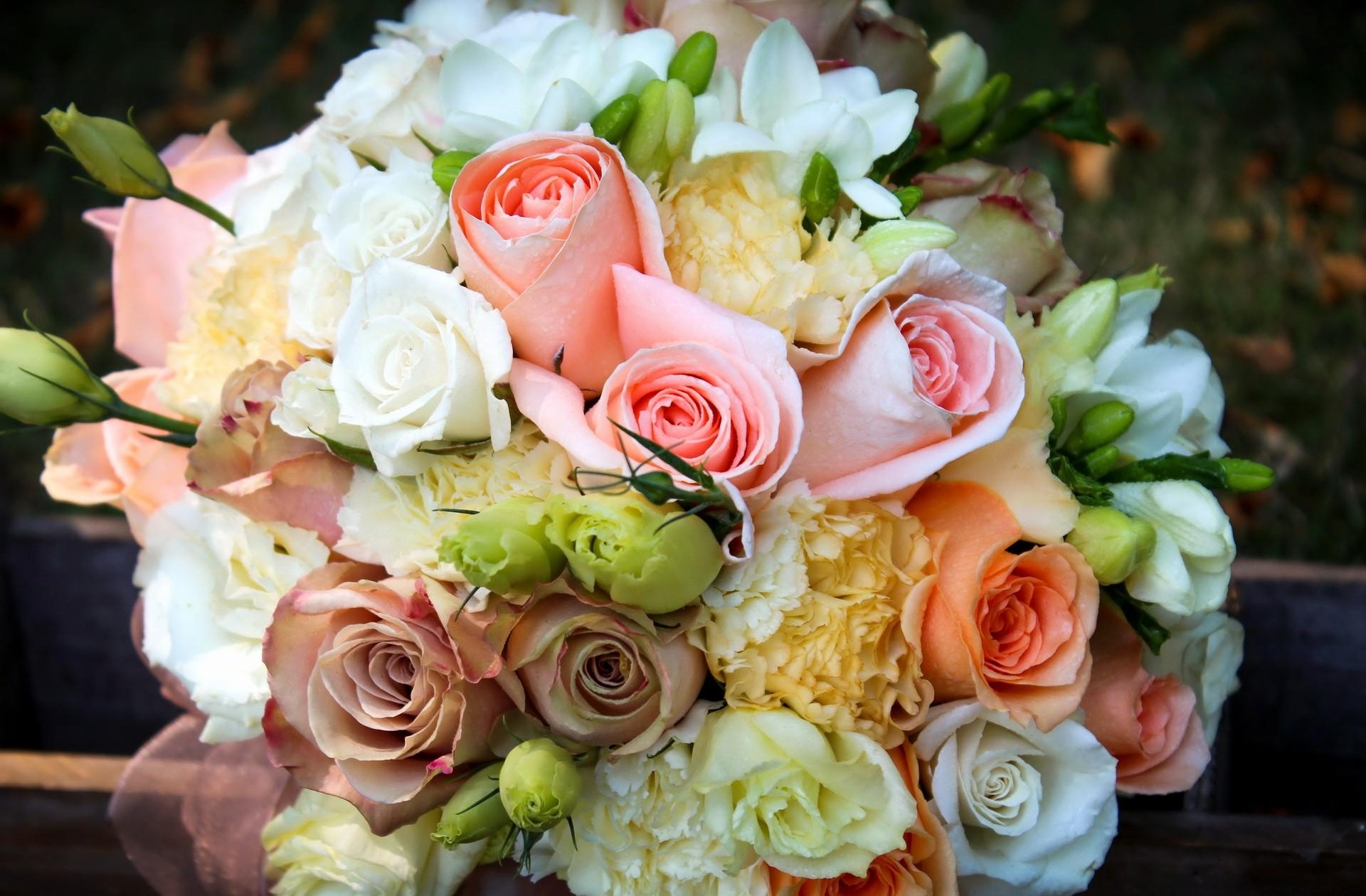 tenderness, roses, flowers, peonies, bouquet Full HD