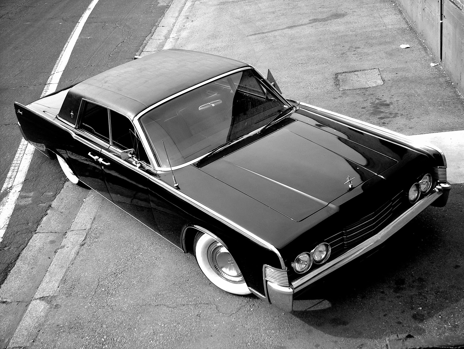 HD wallpaper car, lincoln continental, vehicles, black & white, lincoln