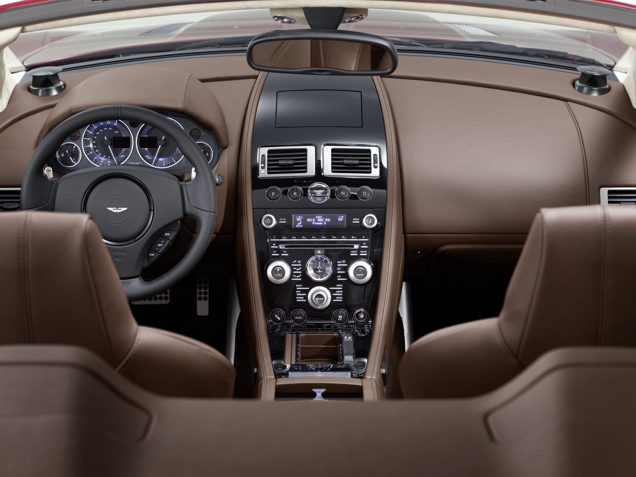salon, interior, aston martin, cars, brown, dbs, steering wheel, rudder, speedometer, 2009 UHD