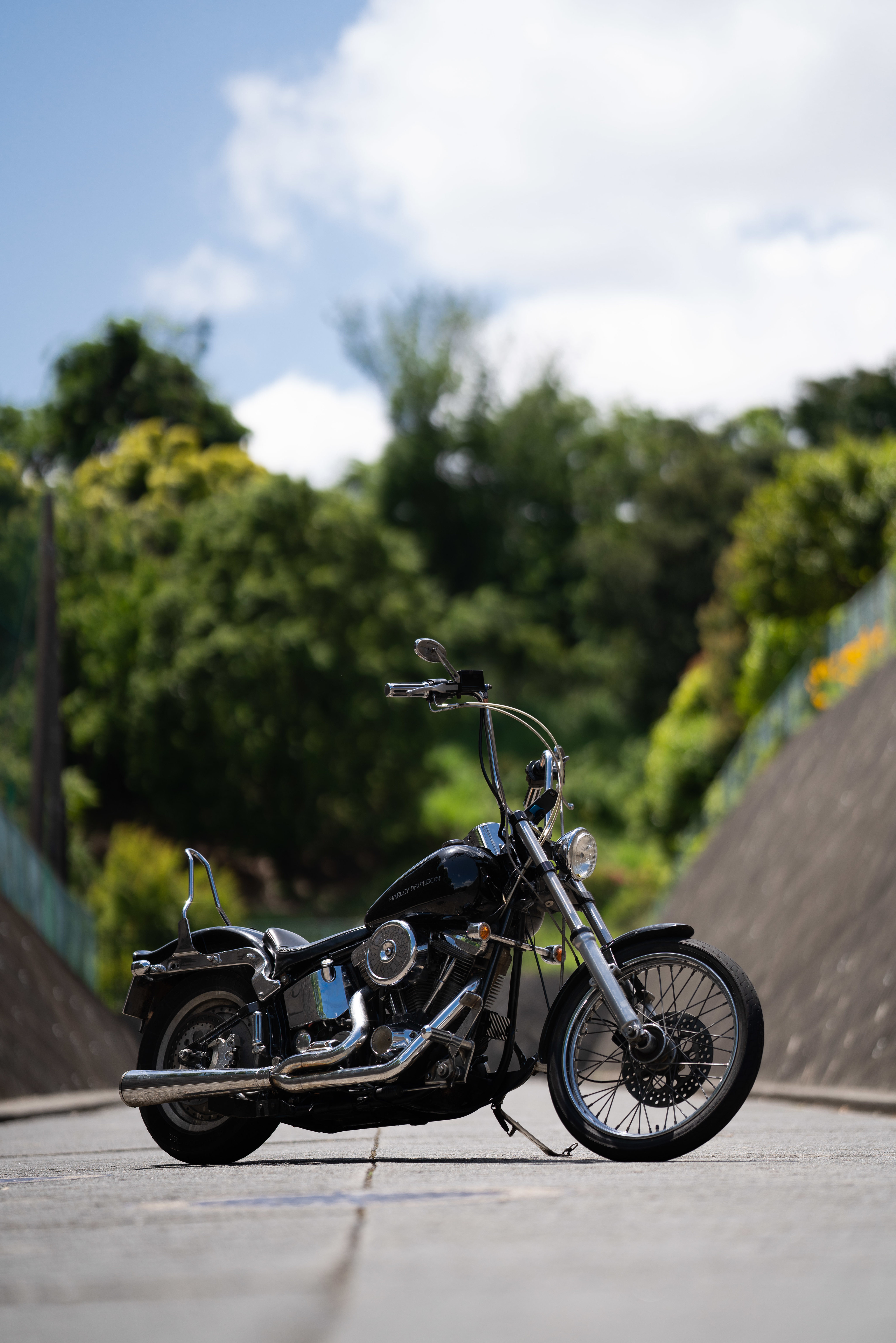 Laden Sie das Seitenansicht, Fahrrad, Motorrad, Motorräder, Harley Davidson-Bild kostenlos auf Ihren PC-Desktop herunter