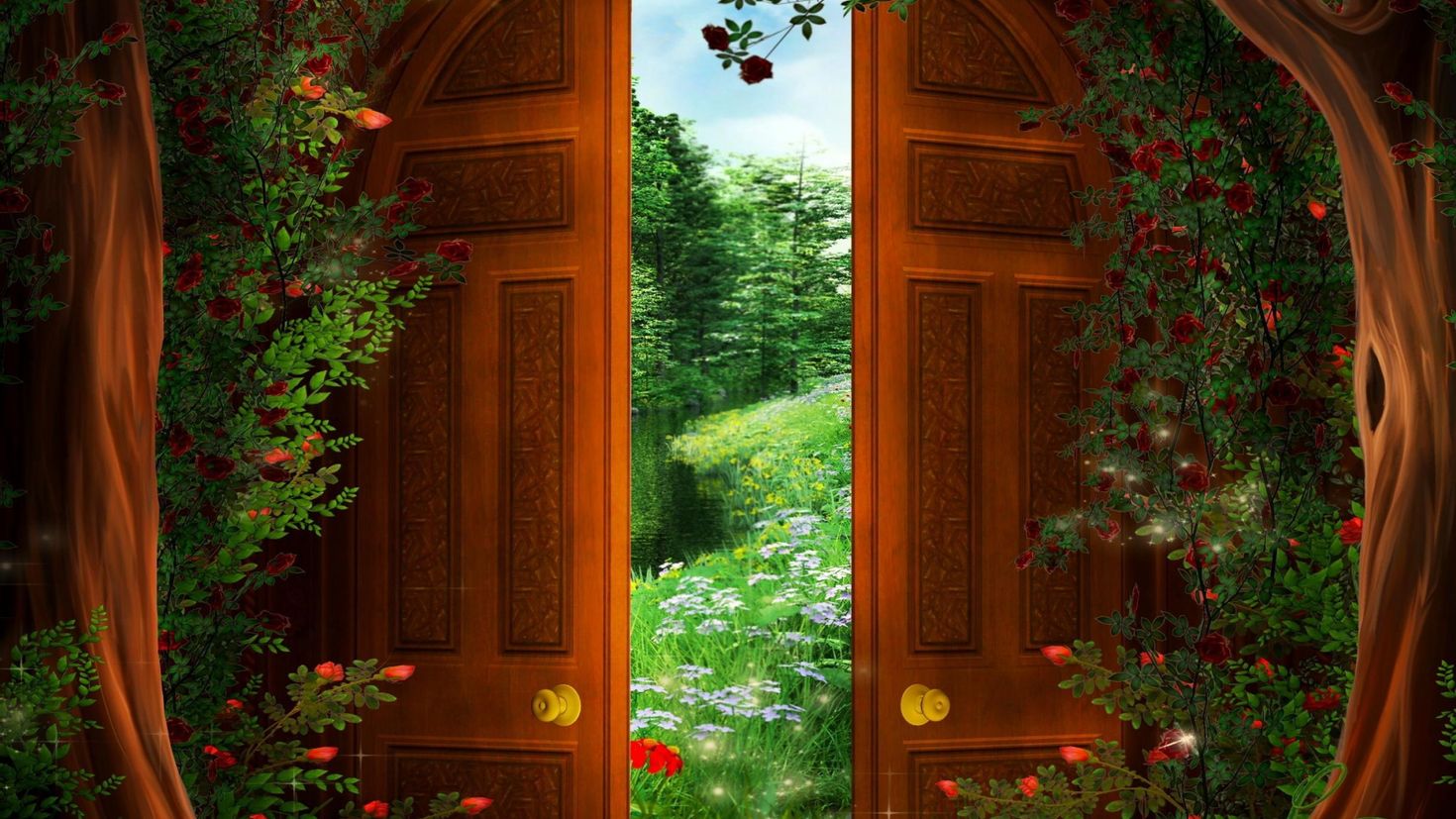 Видео открывающейся двери. Сказочные ворота. Сказочная деревянная дверь. Дверь в сказку. Открытые сказочные ворота.