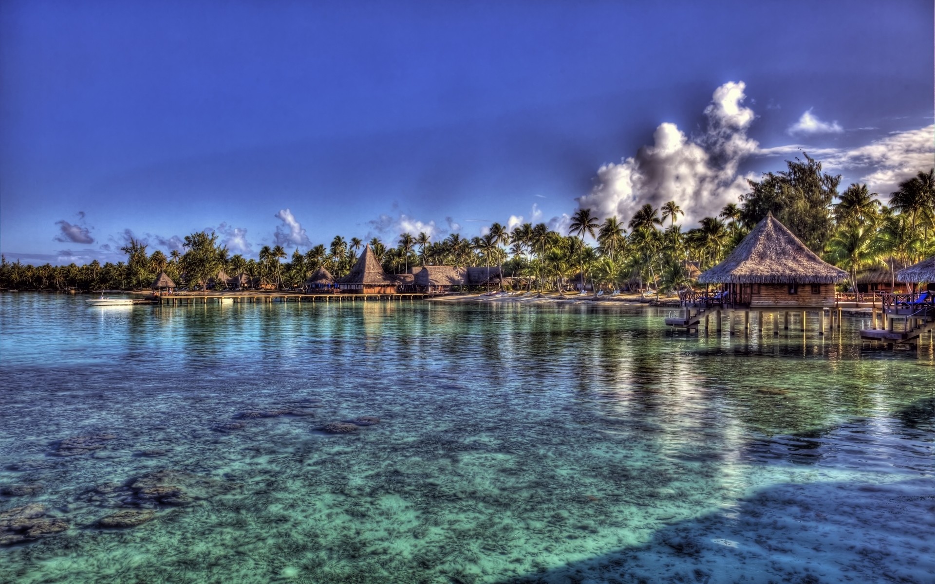 ocean, photography, hdr, hut, tropical, water