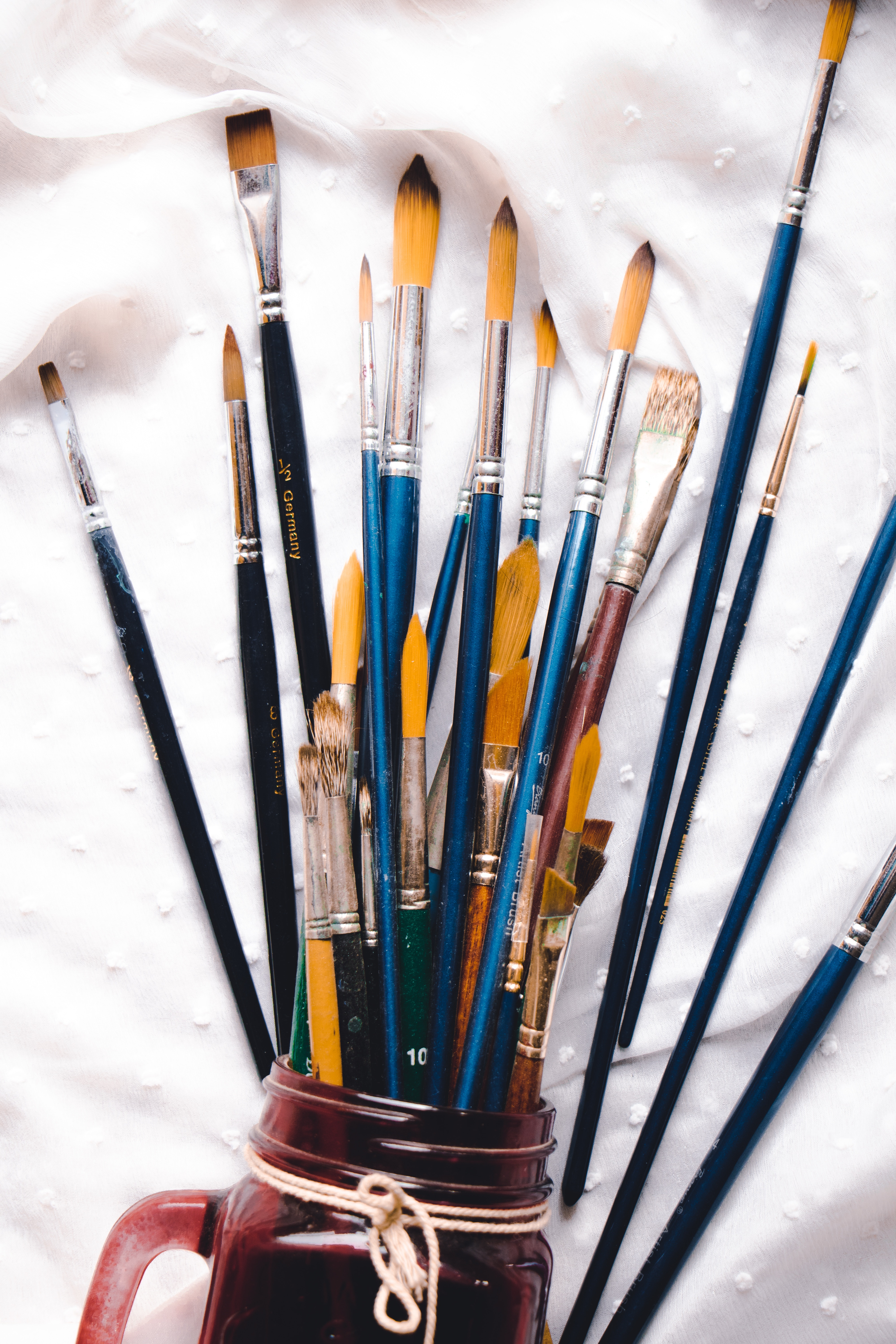 miscellanea, miscellaneous, paint, brushes, tassels, artist, watercolor, set