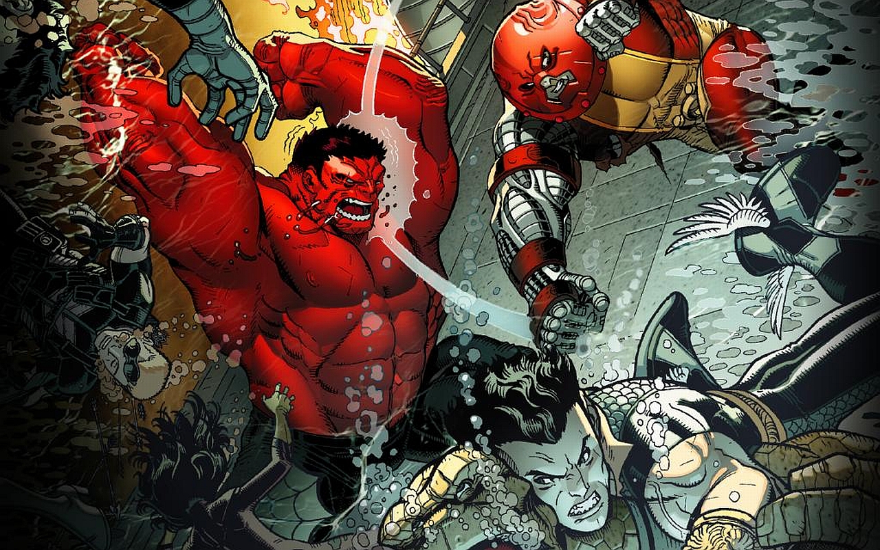 comics, avengers vs x men, ben grimm, juggernaut (marvel comics), namor the sub mariner, red hulk, sub mariner, thing (marvel comics)