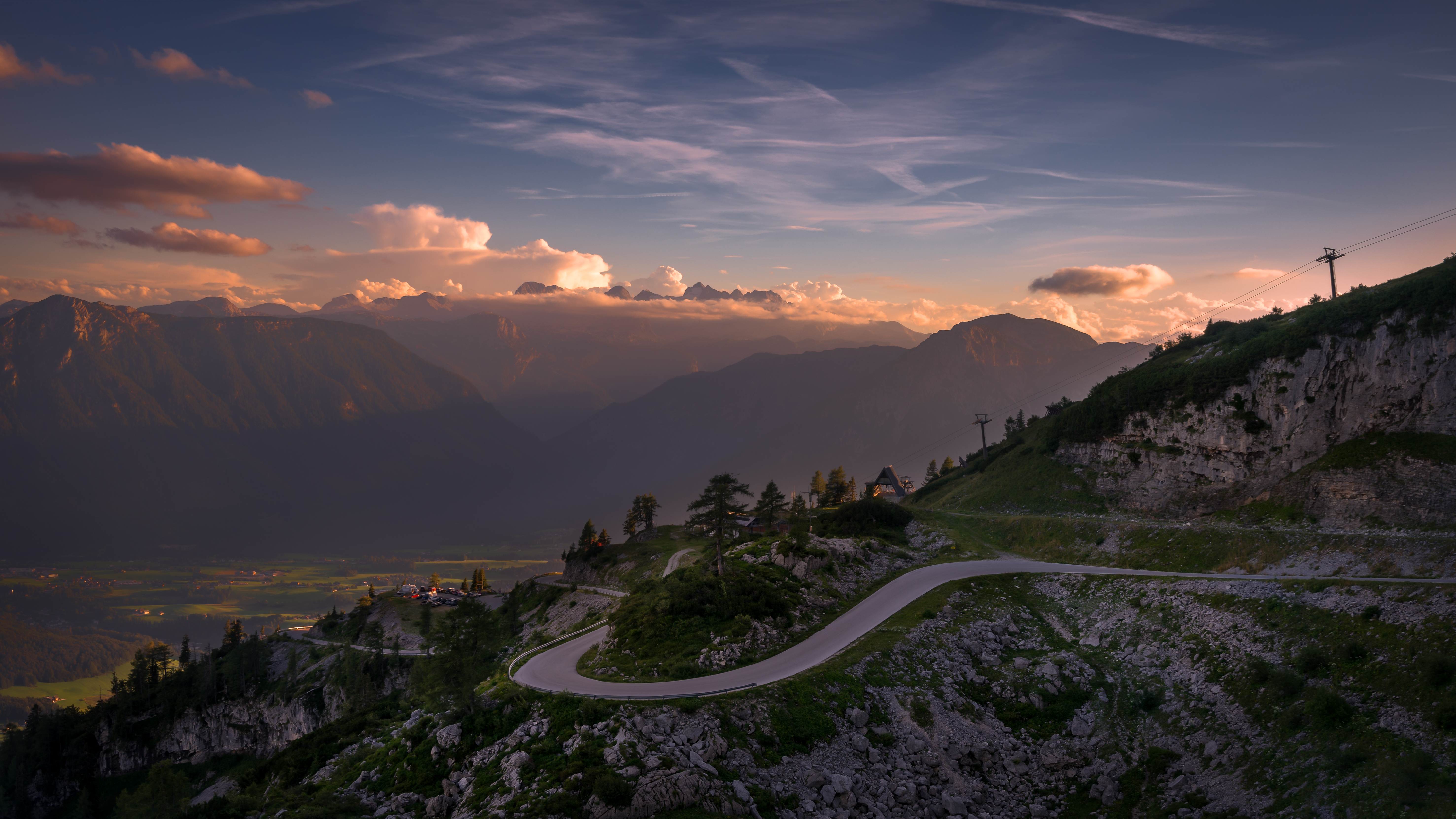 Download mobile wallpaper Winding, Clouds, Road, Nature, Sinuous, Mountains for free.