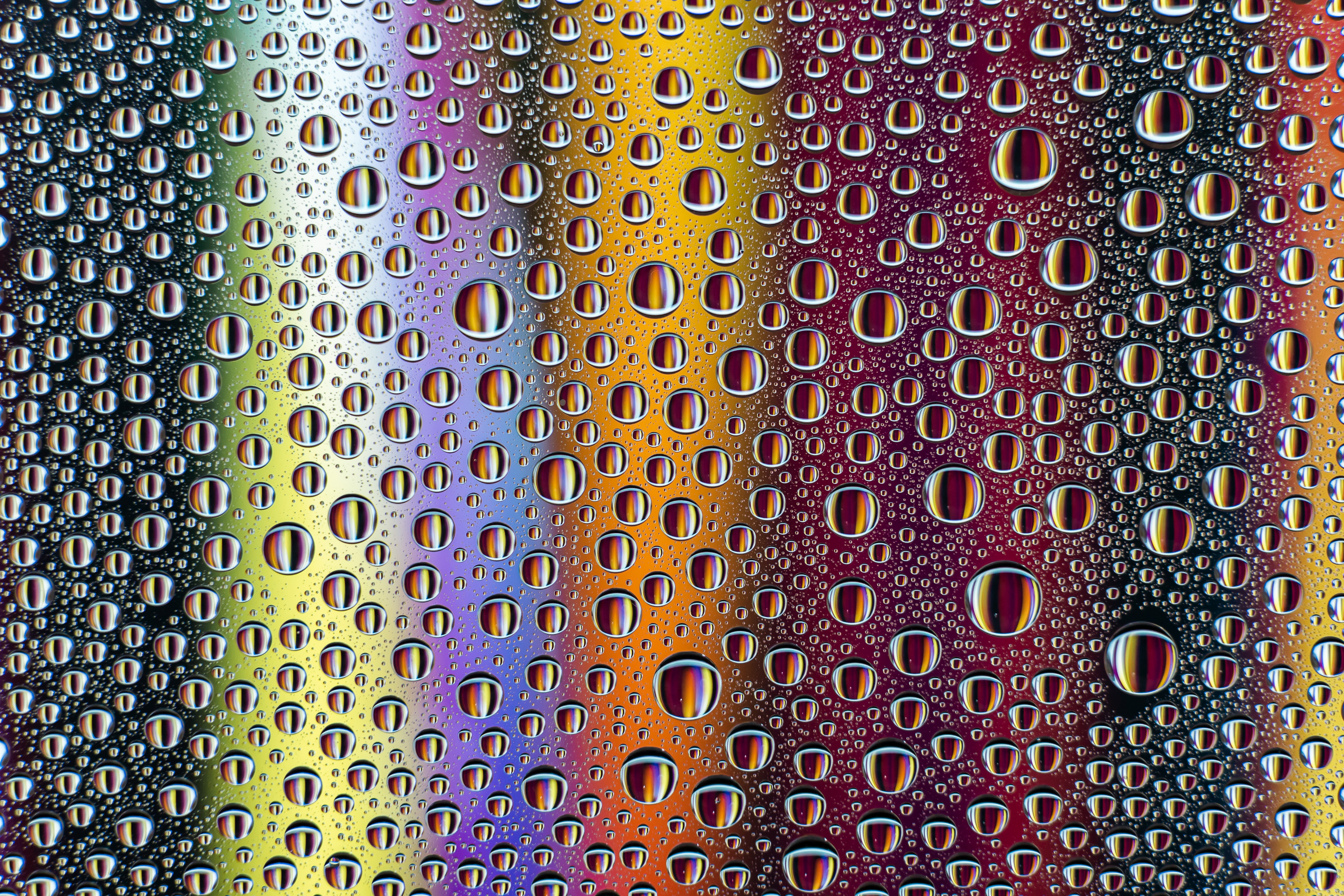 Download mobile wallpaper Reflection, Motley, Multicolored, Abstract, Rainbow, Drops for free.