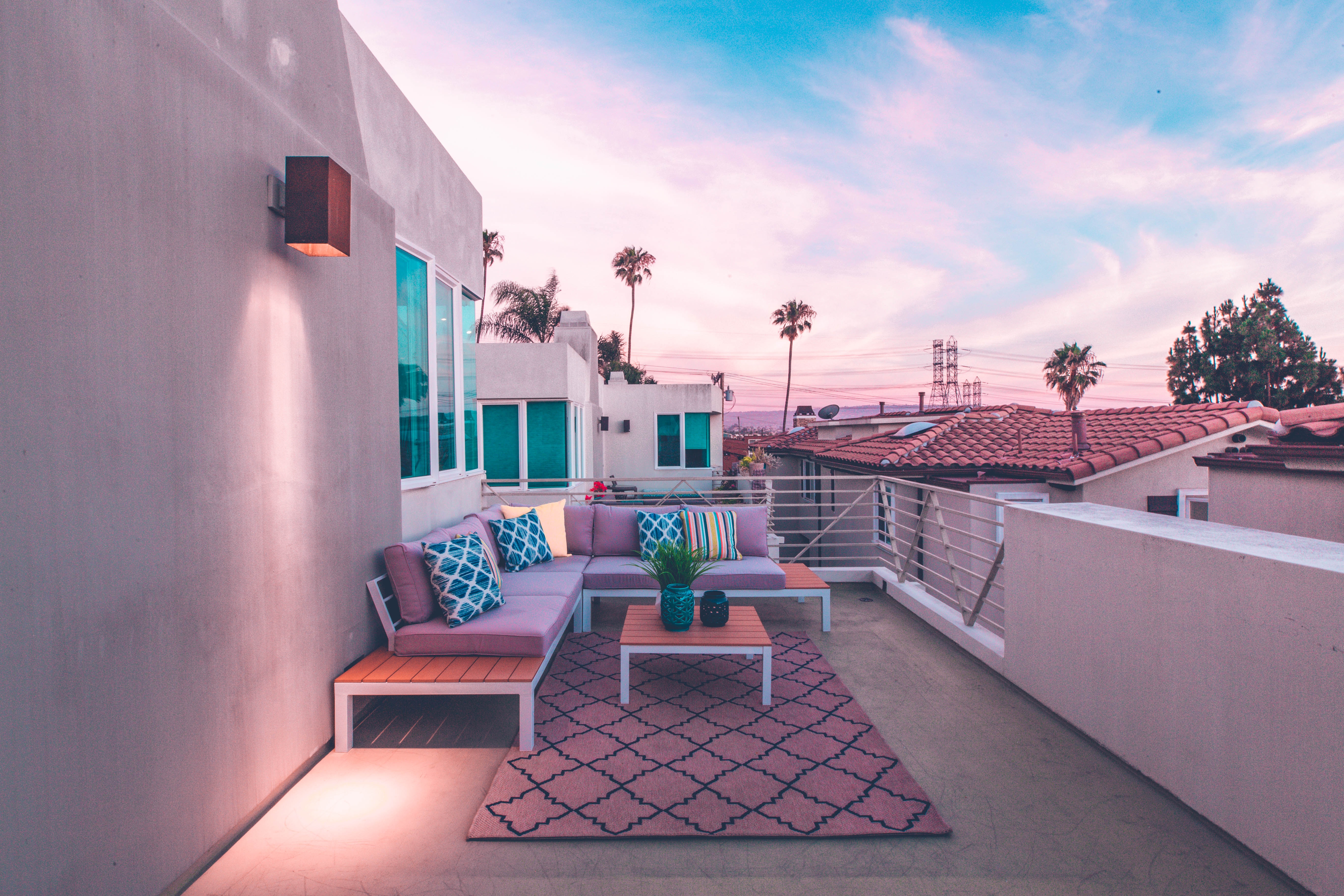 tropics, palms, comfort, balcony, miscellanea, miscellaneous, furniture, coziness, patio download HD wallpaper