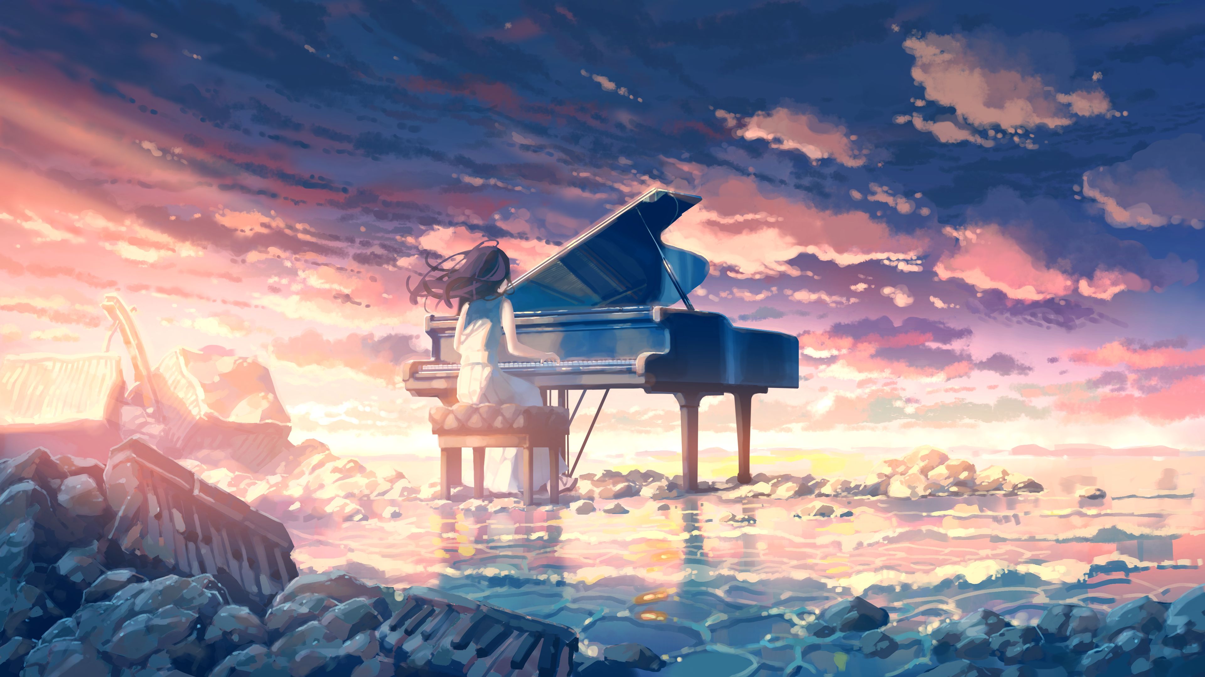 Download 4k Phone Background Anime Couple On Piano Wallpaper  Wallpapers com