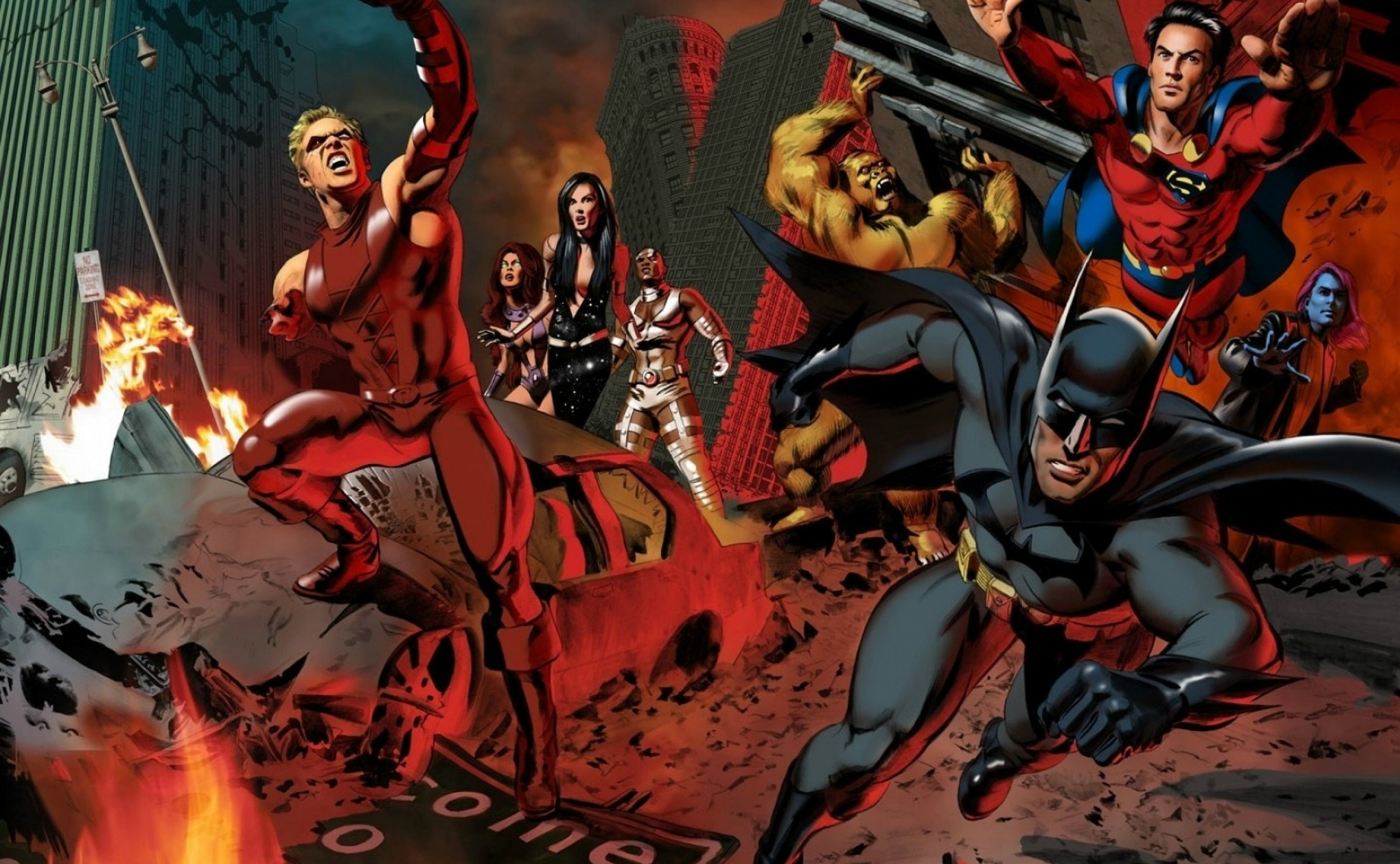 comics, justice league, batman, cyborg (dc comics), dc comics, donna troy, roy harper, starfire (dc comics), superman wallpaper for mobile