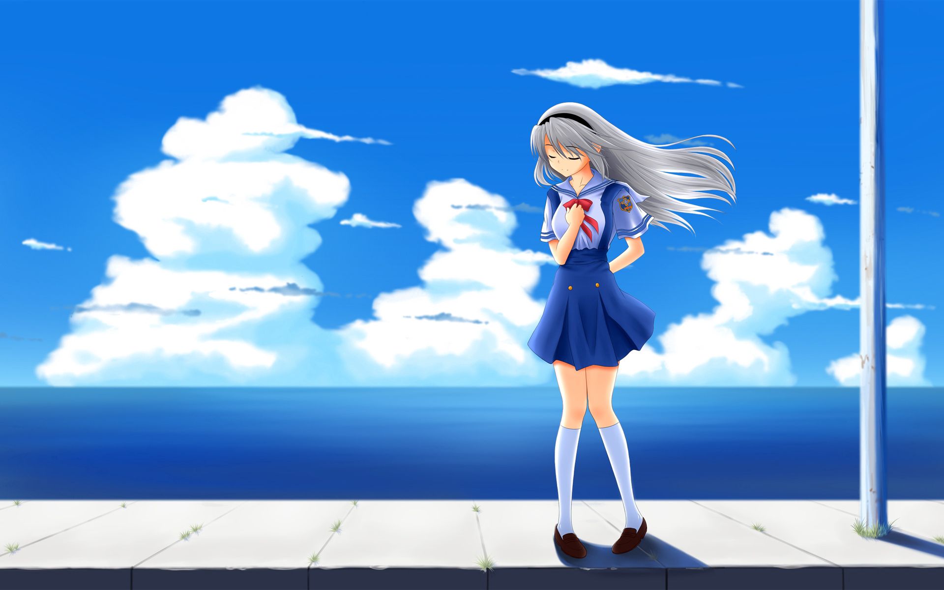 Download mobile wallpaper Stroll, Young, Wind, Girl, Anime for free.