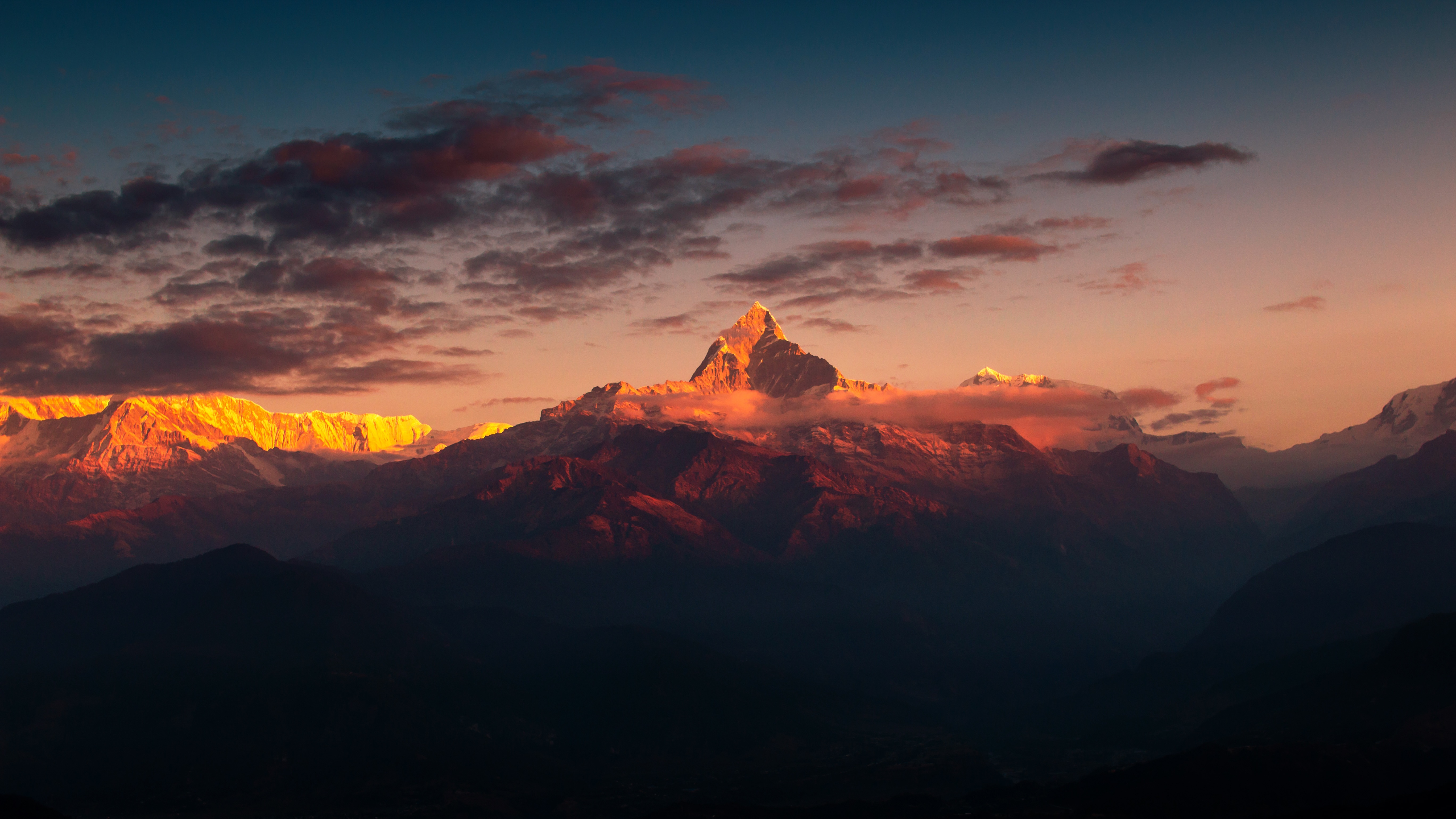 himalayas, nature, sky, mountains, clouds, vertex, top 5K