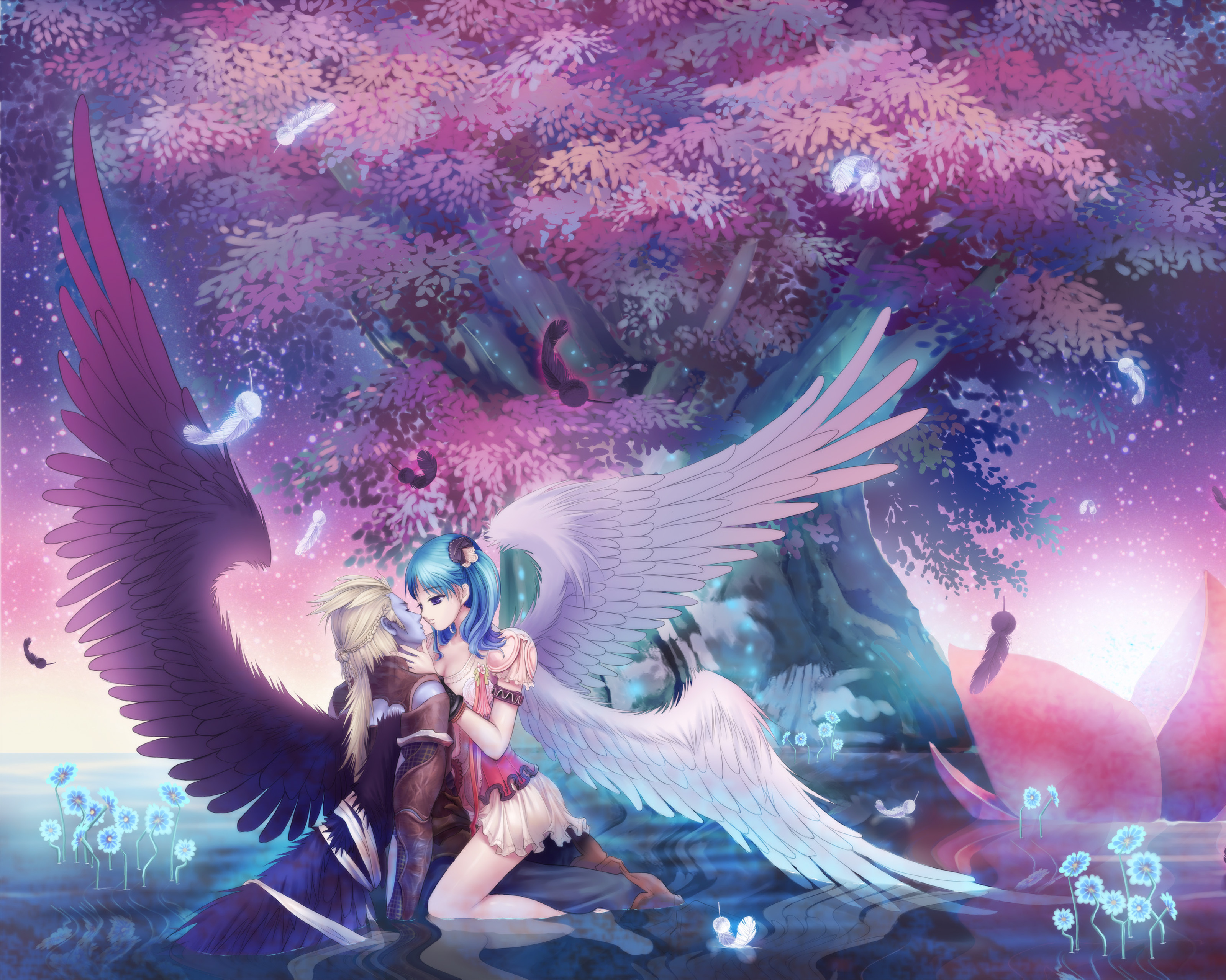 Download mobile wallpaper Aion: Tower Of Eternity, Fantasy, Angel, Wings, Couple, Love, Romantic, Video Game for free.