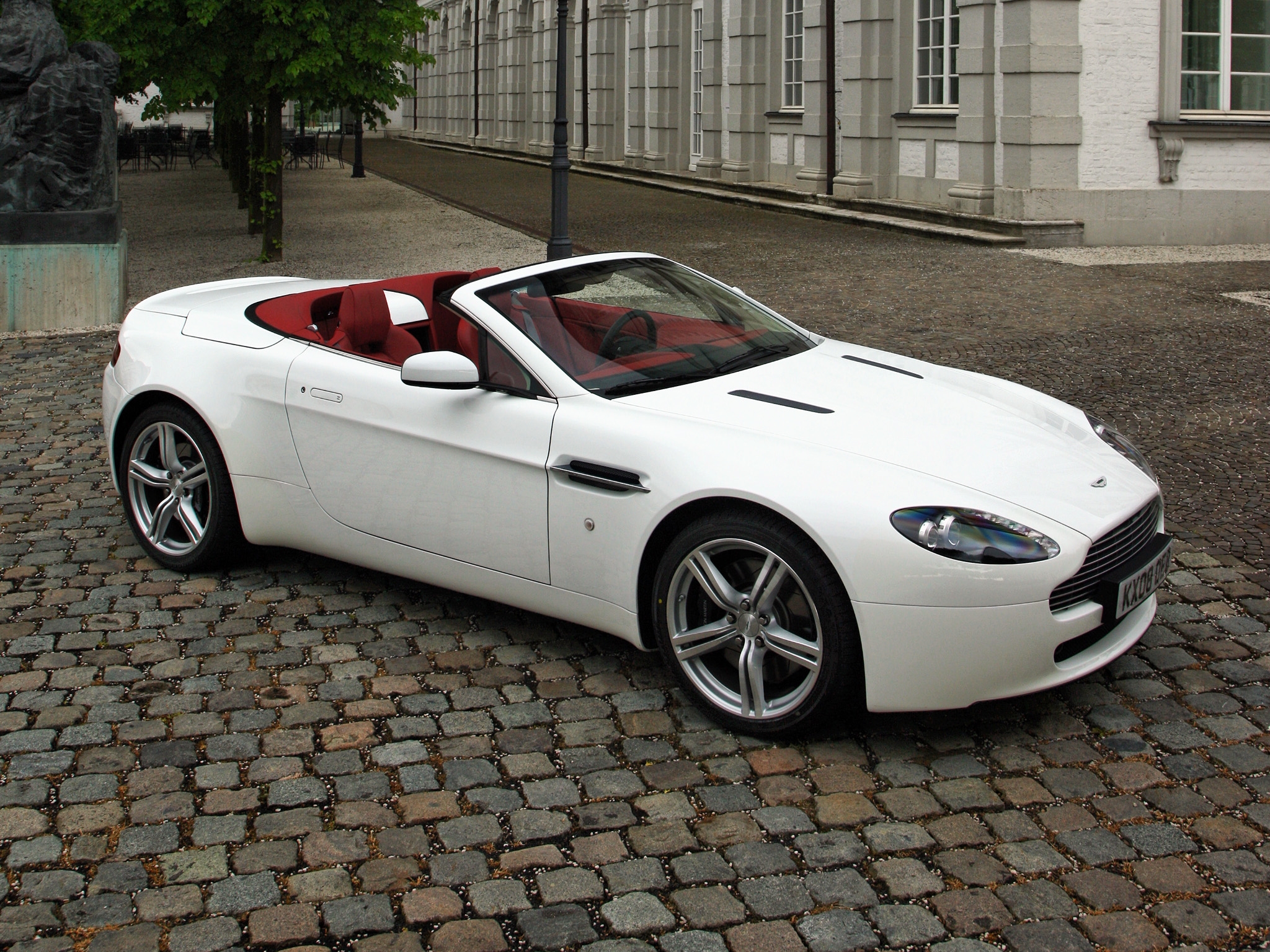 v8, aston martin, cars, white, side view, style, cabriolet, 2008, street, vantage for android