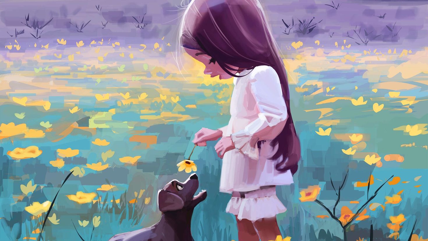 Девочка с собакой иллюстрация