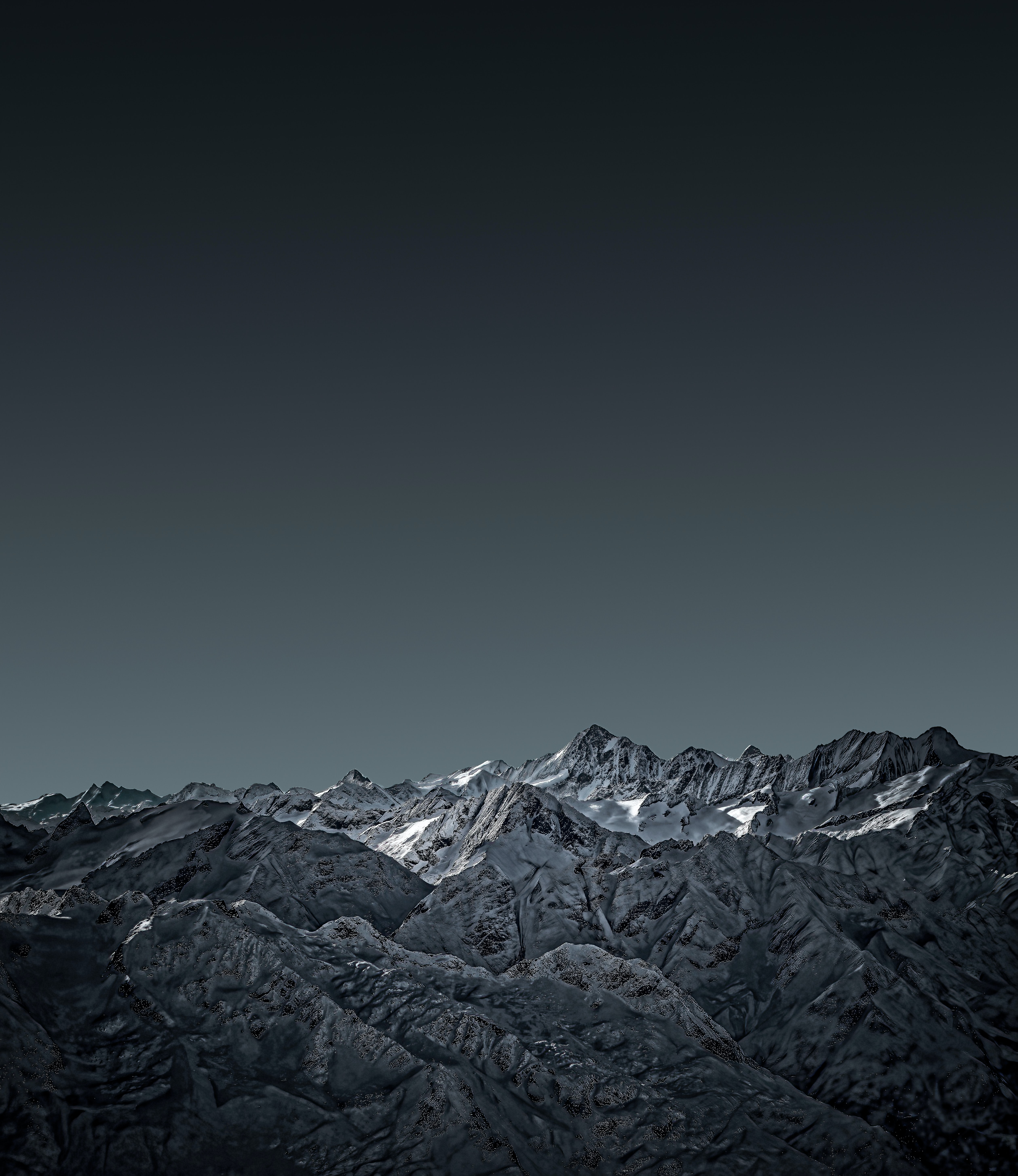 mountains, landscape, nature, twilight, snow, dusk, mountain range Phone Background