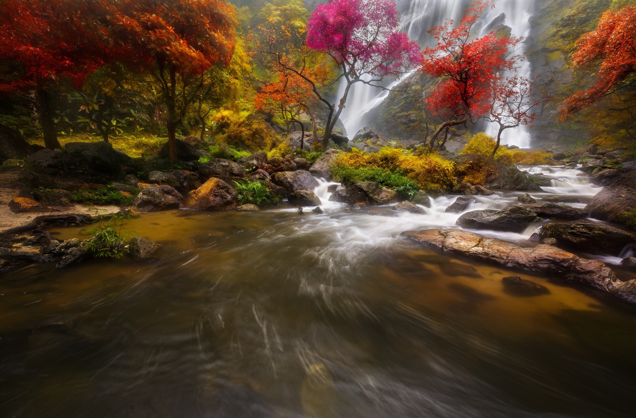 waterfalls, fall, earth, waterfall, stream