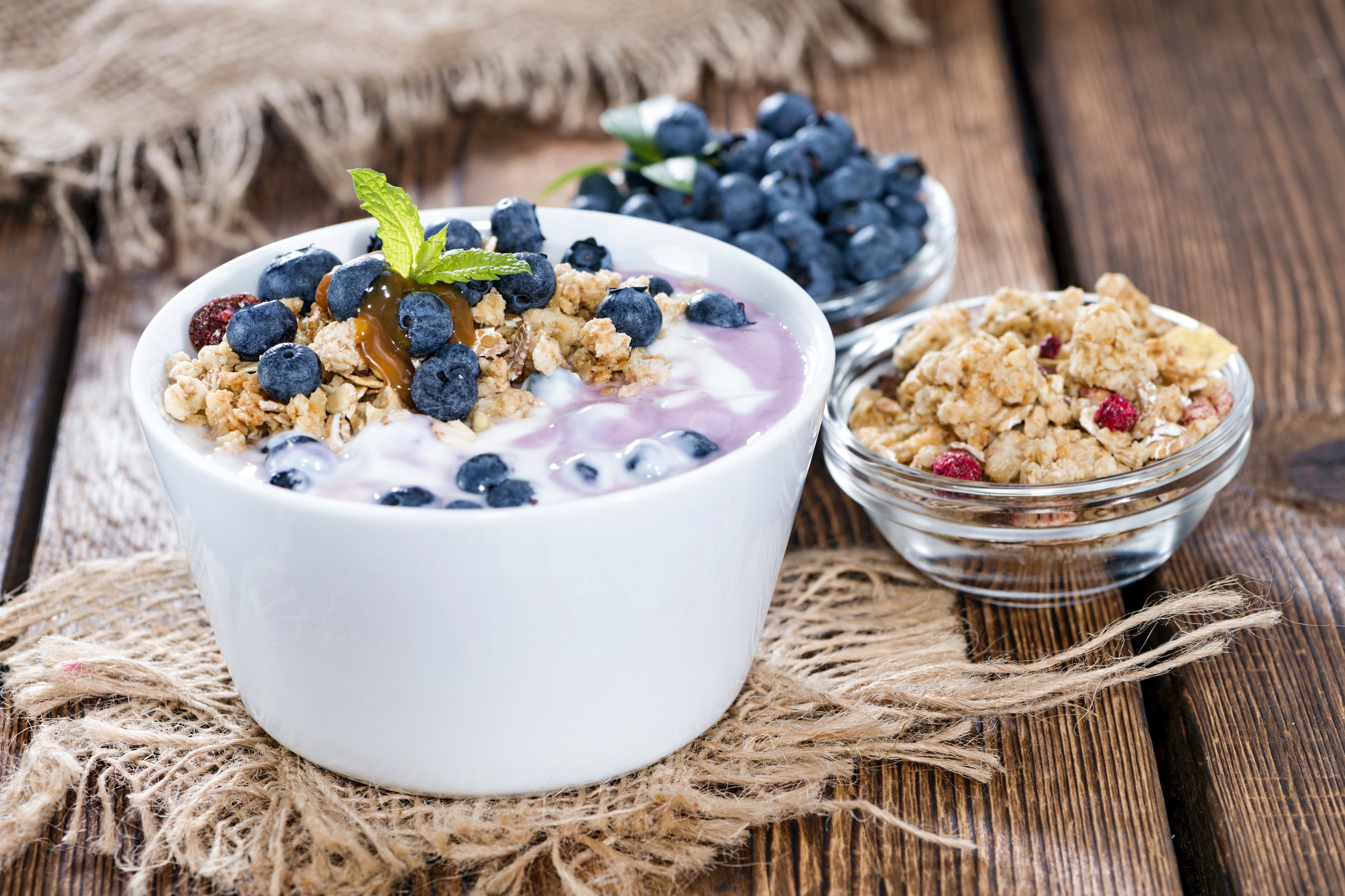 yogurt, breakfast, food, dessert, berry, blueberry, granola for android